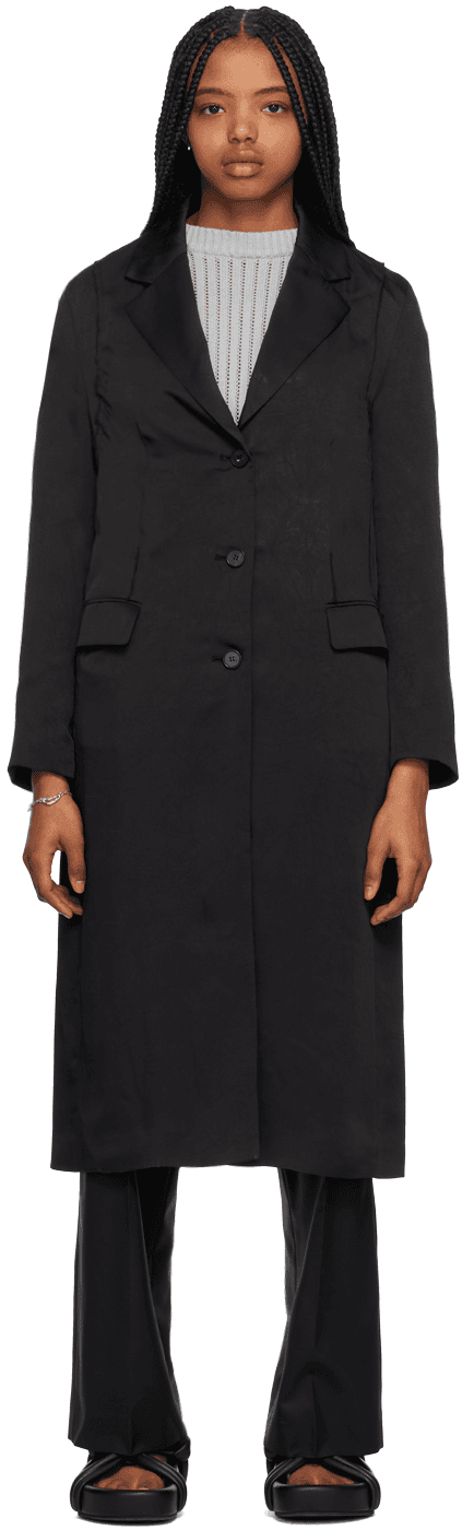 Black Crushed Coat - Image 1