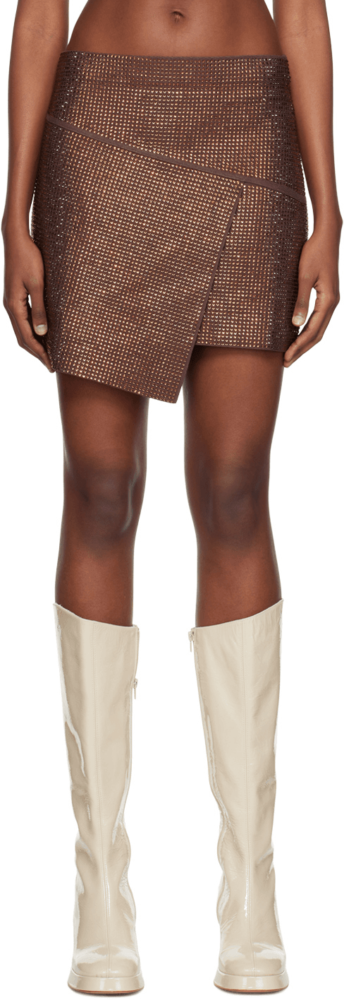 Brown Crystal-Cut Miniskirt - Image 1