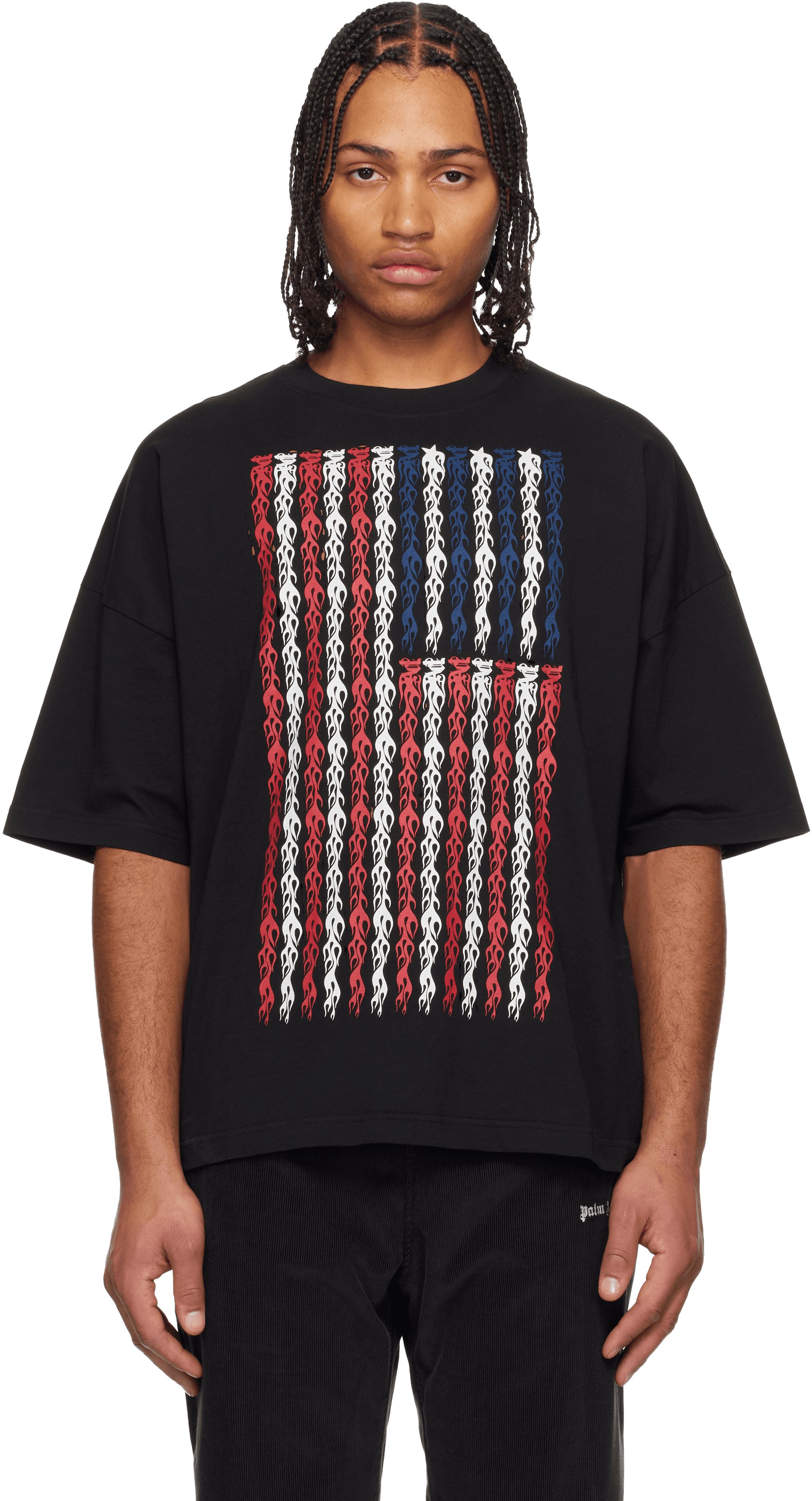 Black Flames Flag Loose T-shirt - Image 1