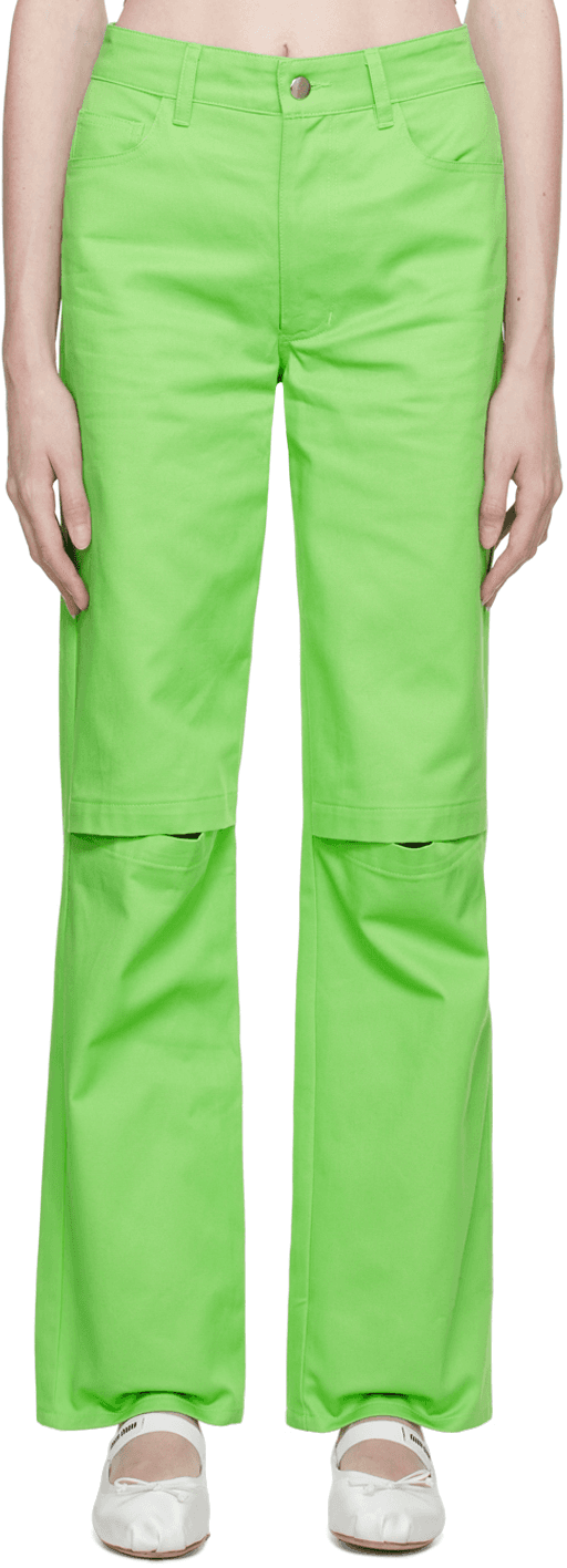 Green Slit Trousers - Image 1