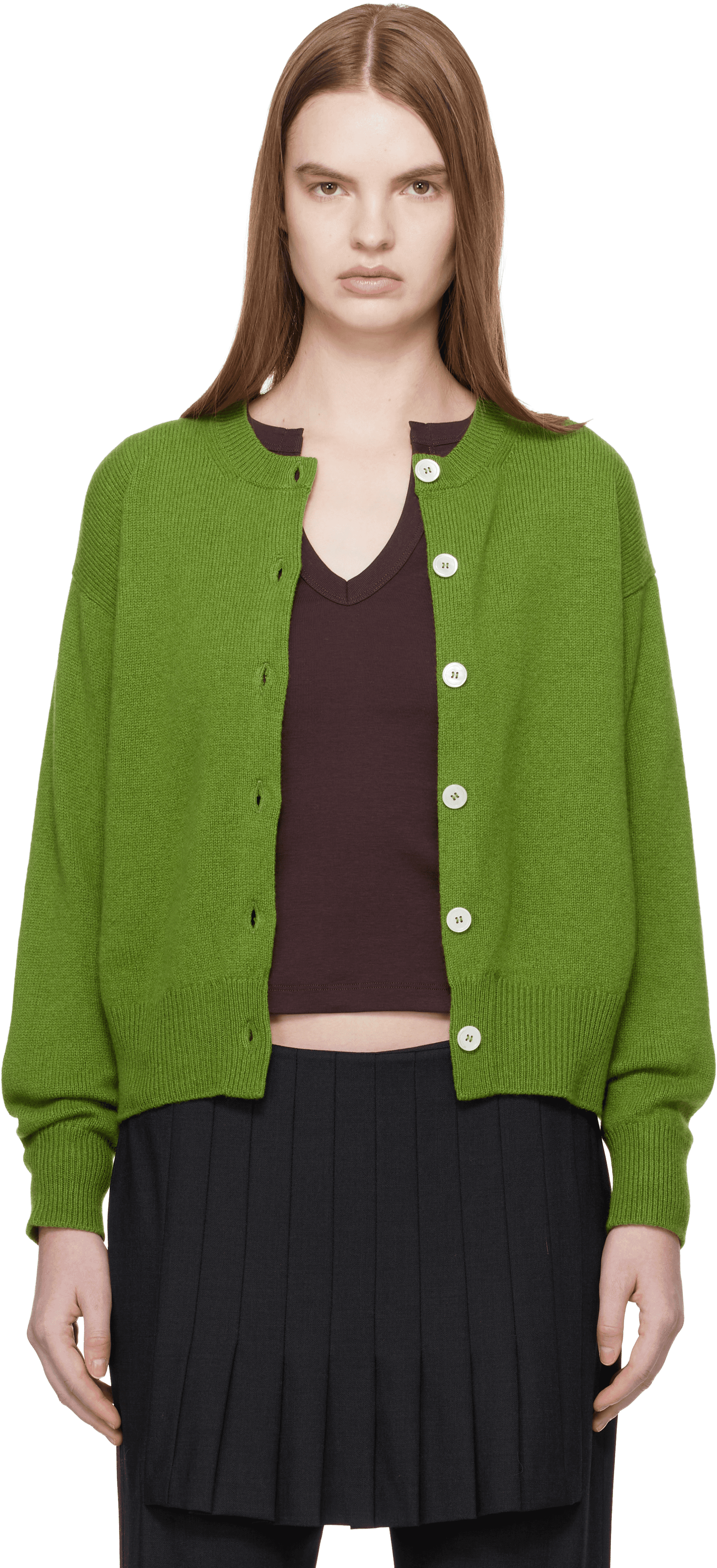 Green Ada Crewneck Cardigan - Image 1