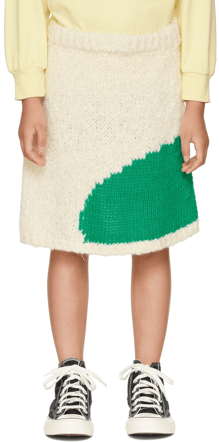 Kids Off-White & Green Dot Skirt - Image 1