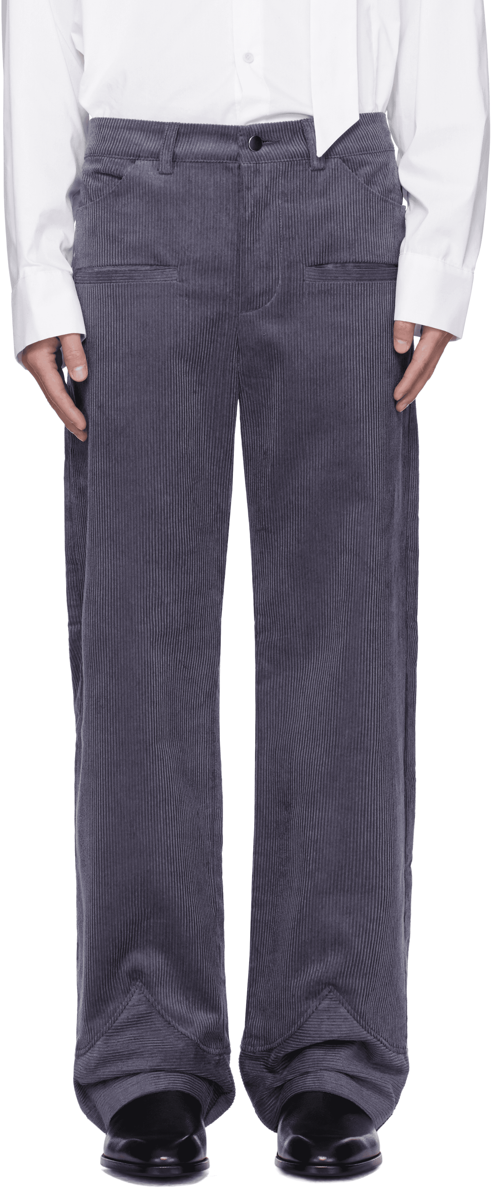 Purple Boot Cut Cuff Trousers - Image 1