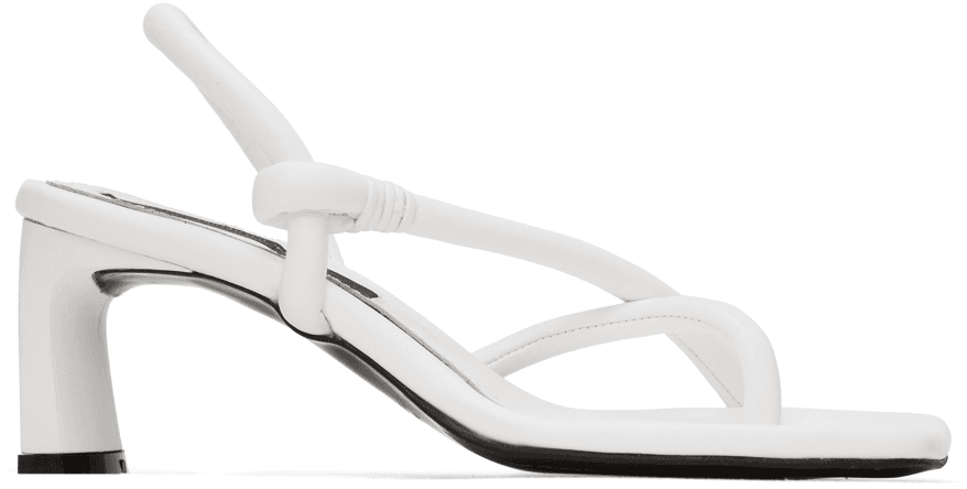 White Mismatched Heeled Sandals - Image 1