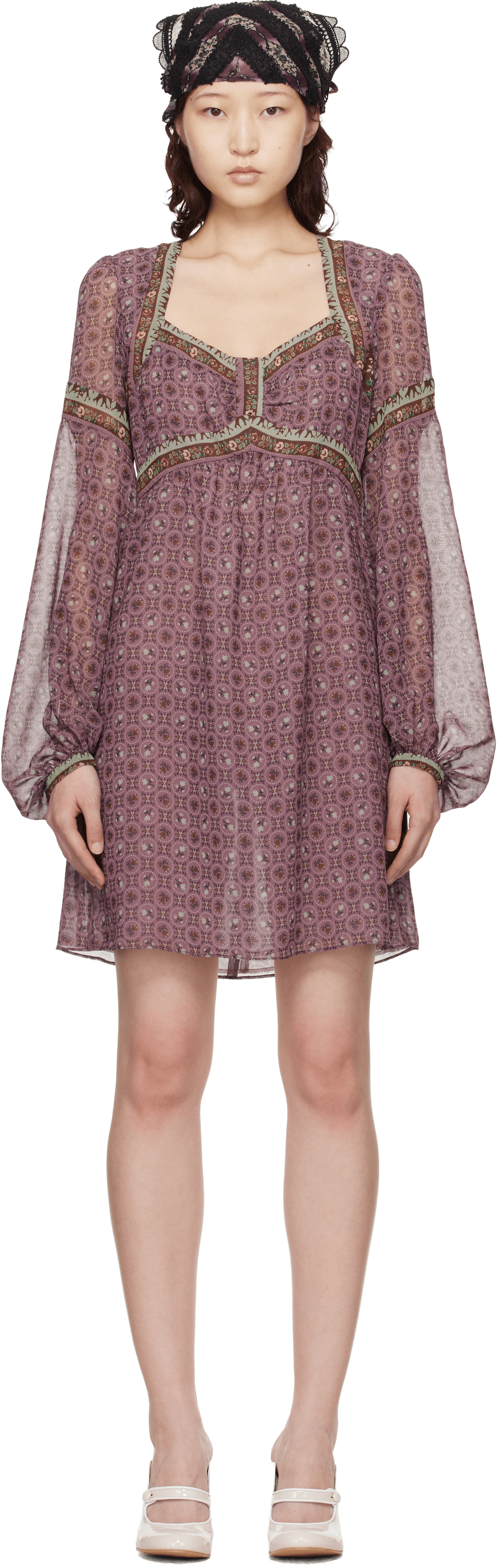Purple Puff Sleeve Minidress - Image 1
