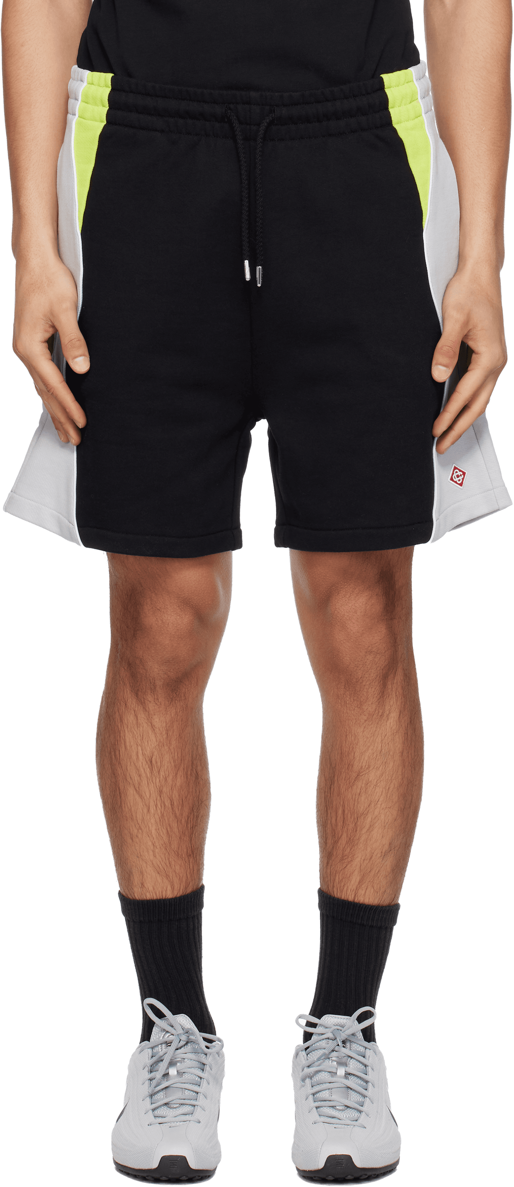 Black & Gray Colourblock Sweat Shorts - Image 1