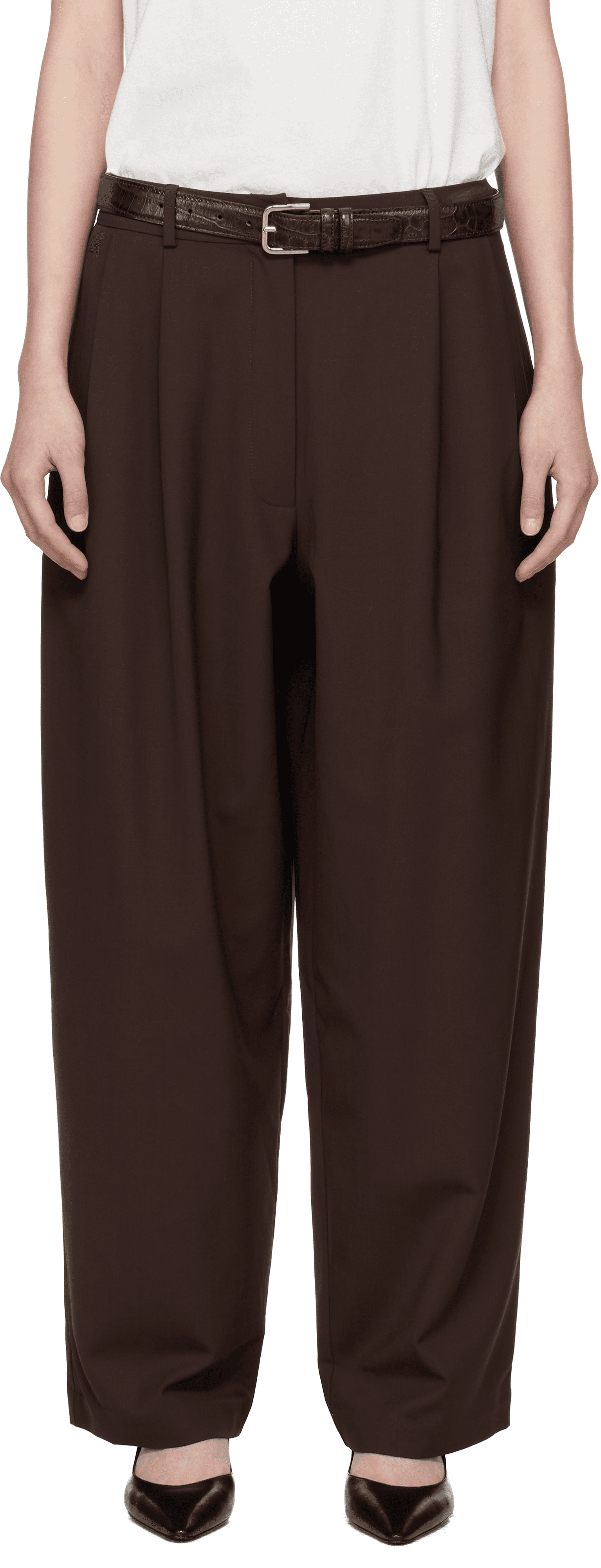 Brown Tailored Masculine Trousers - Image 1