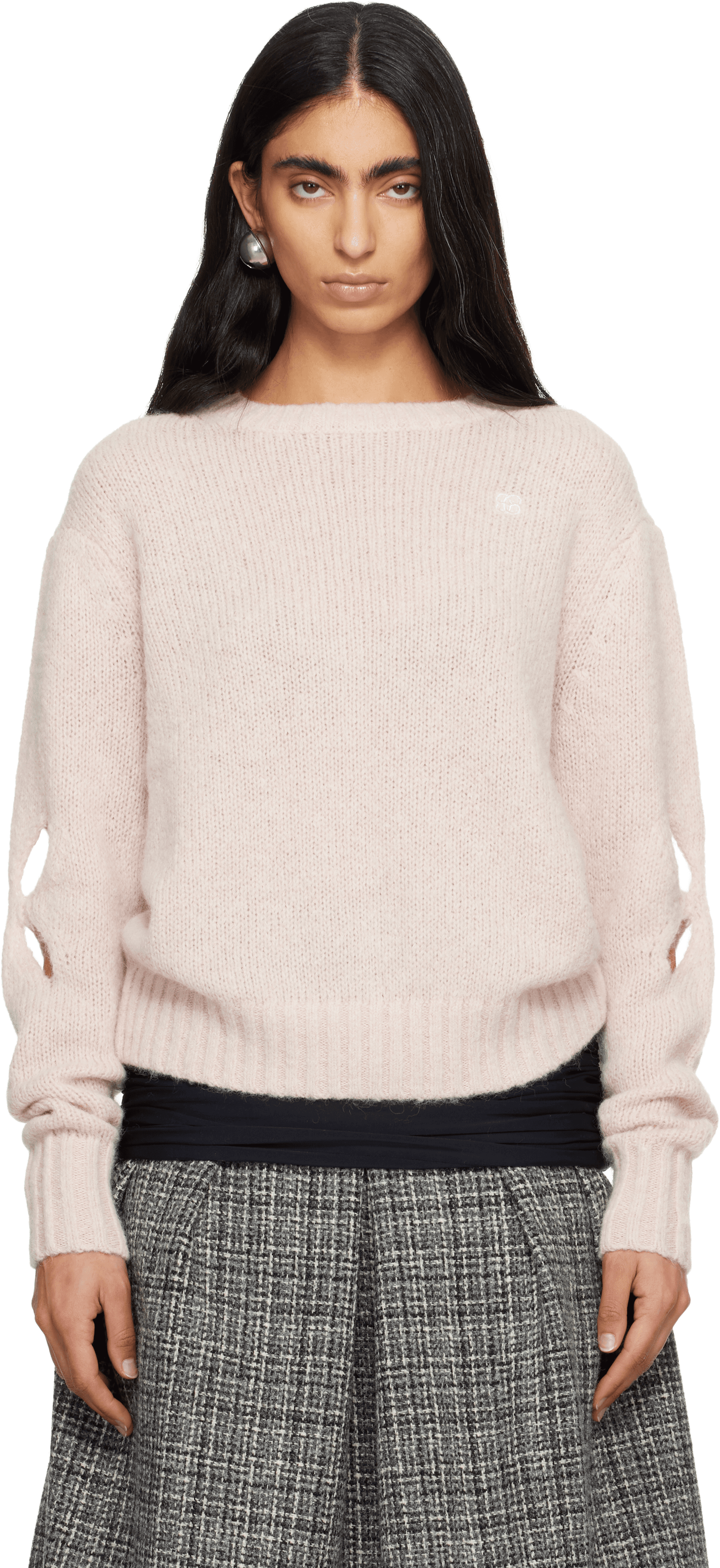 Pink Slashed Shaggy Sweater - Image 1