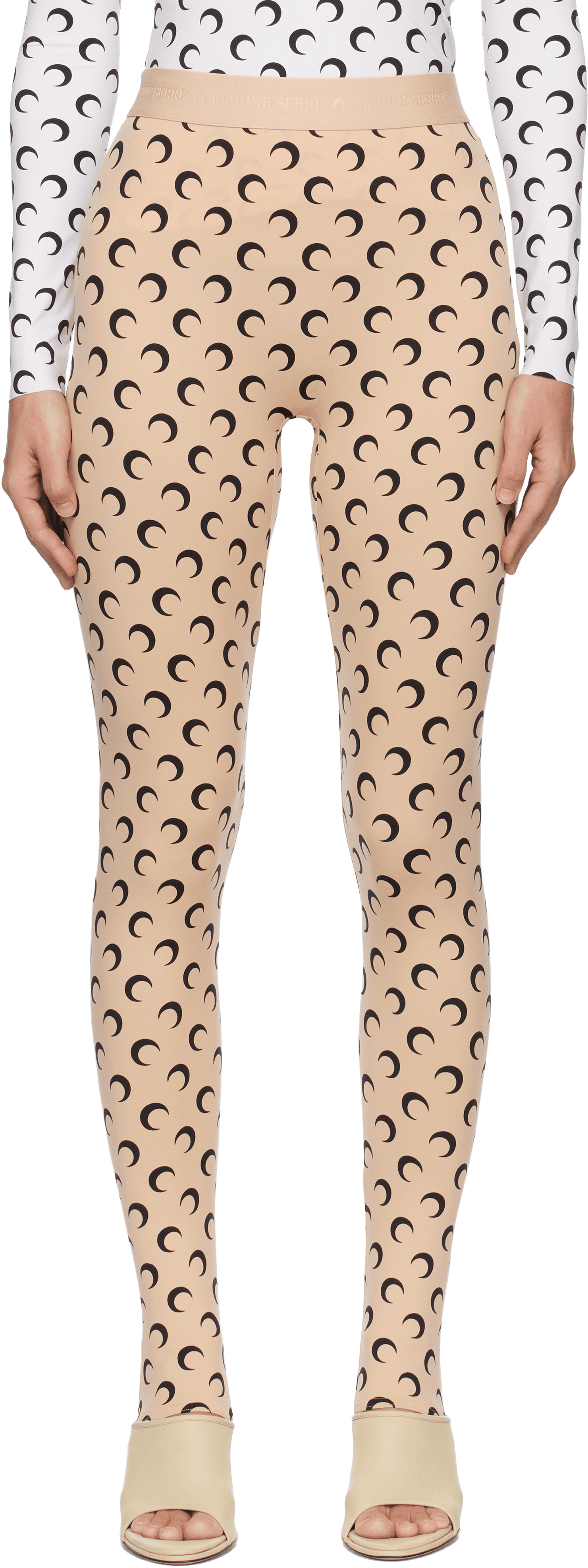 Beige Recycled Moon Jersey Stirrup Leggings - Image 1