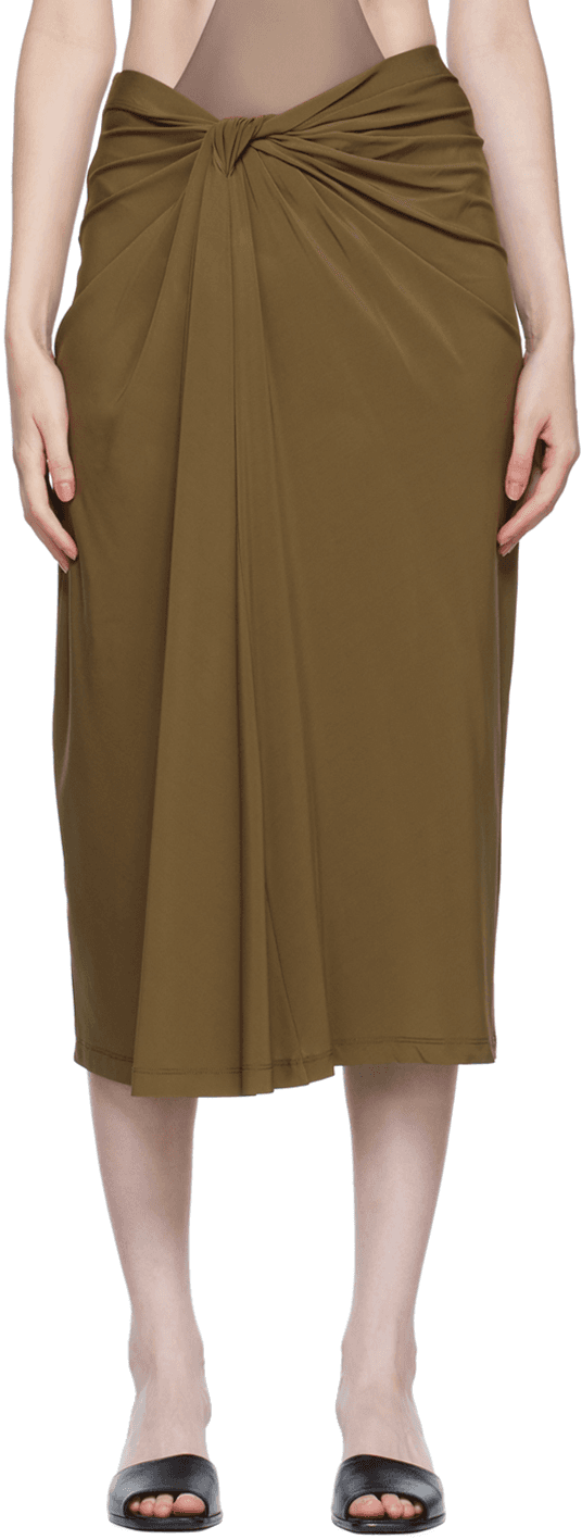 SSENSE Exclusive Brown Knotted Midi Skirt - Image 1