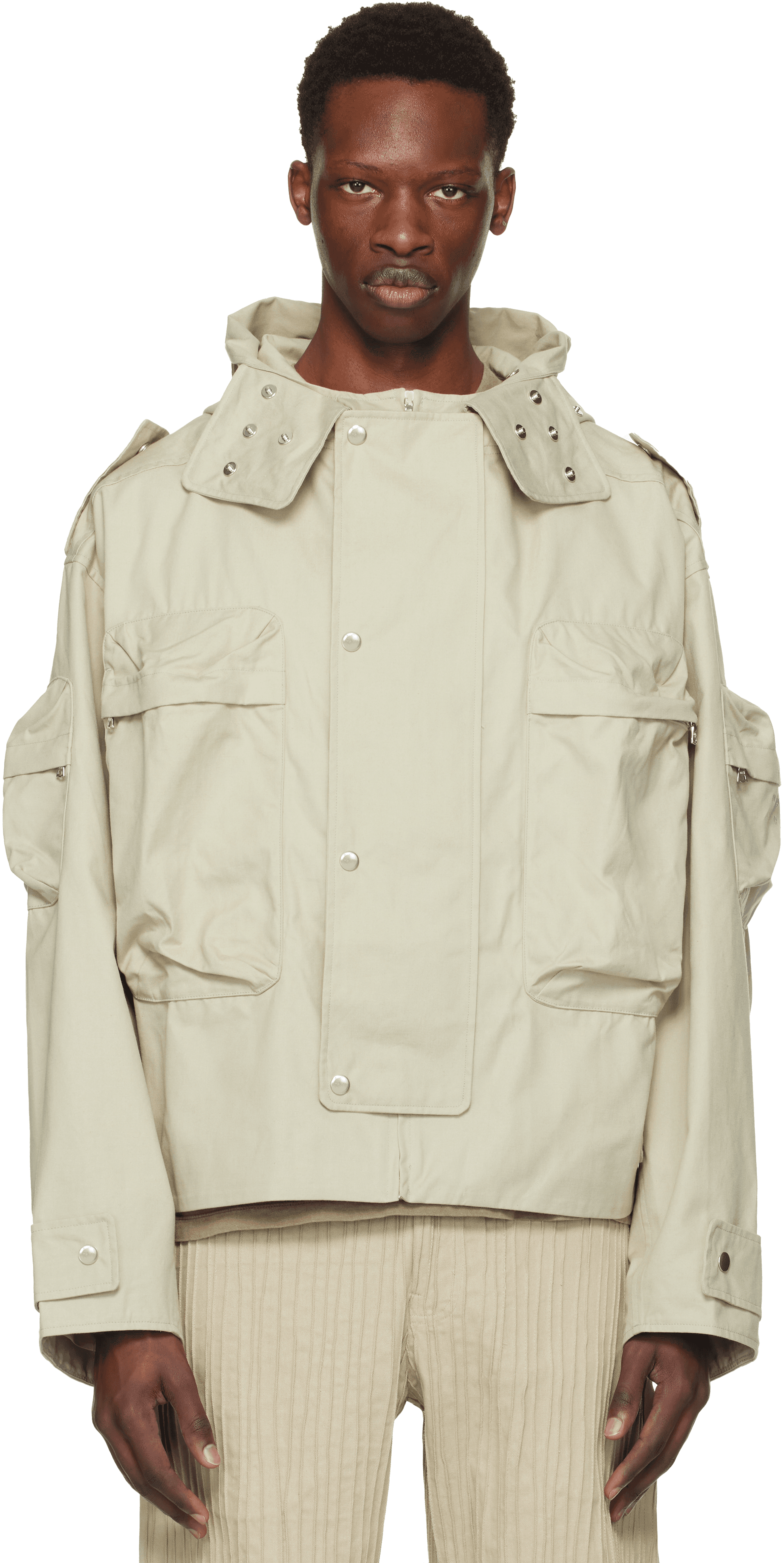 Taupe Otidea Hooded Jacket - Image 1