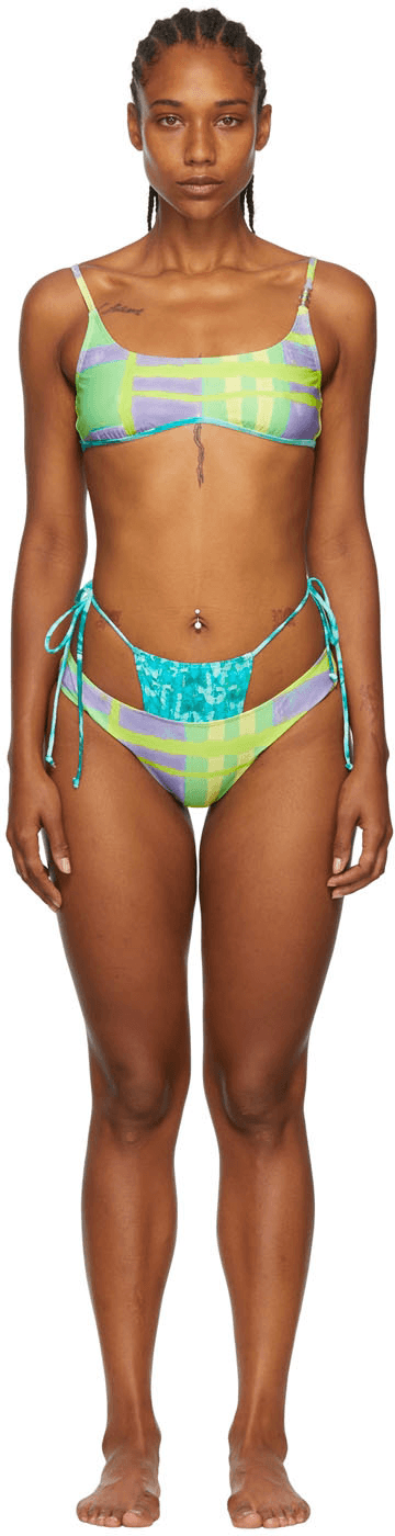 SSENSE Exclusive Green Recycled Nylon Bikini - Image 1
