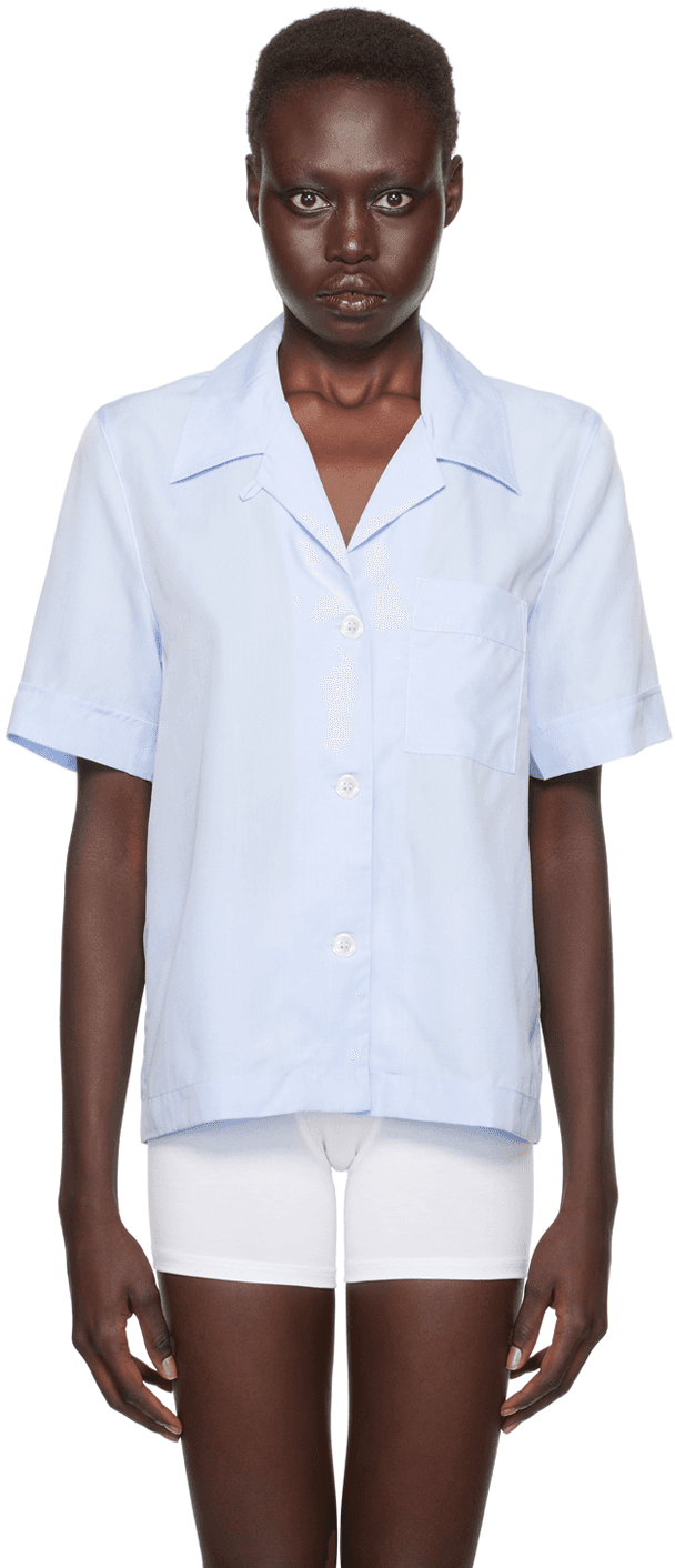 Blue Short Sleeve Pyjama Shirt - Image 1
