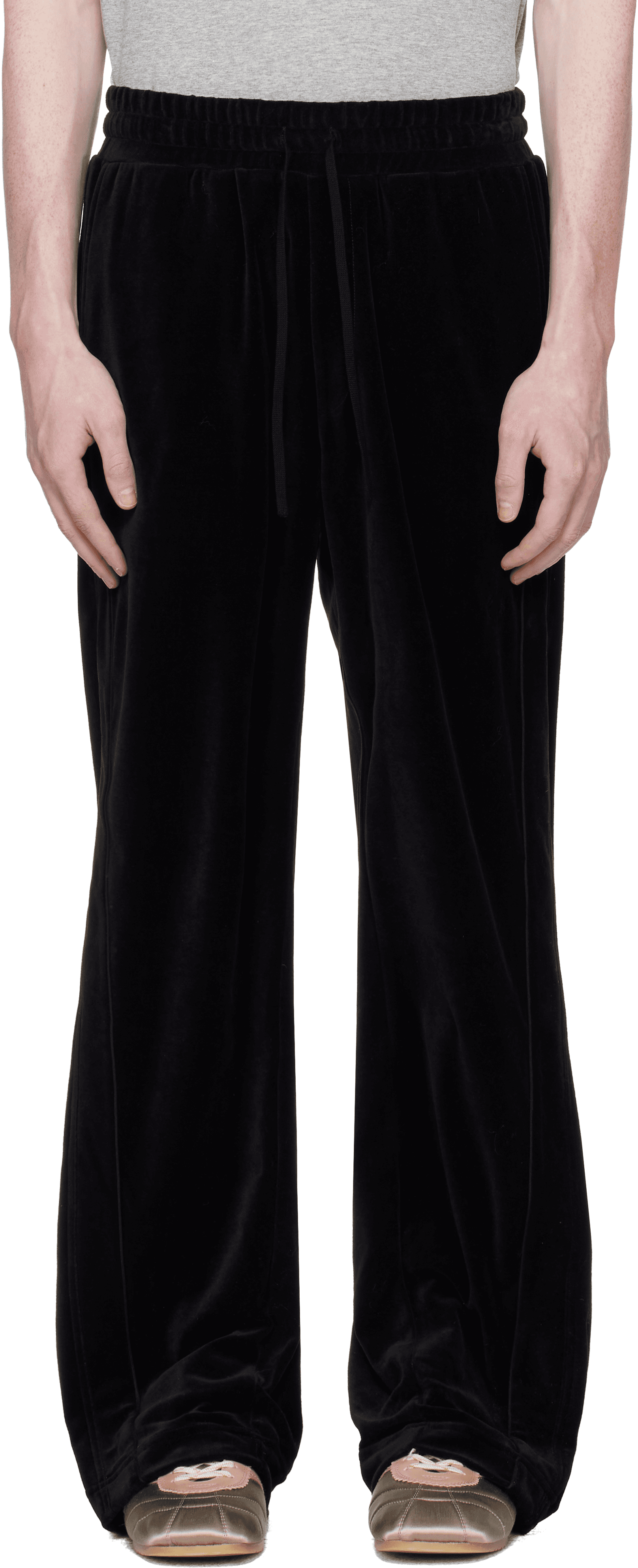 Black Shift Velvet Track Pants - Image 1
