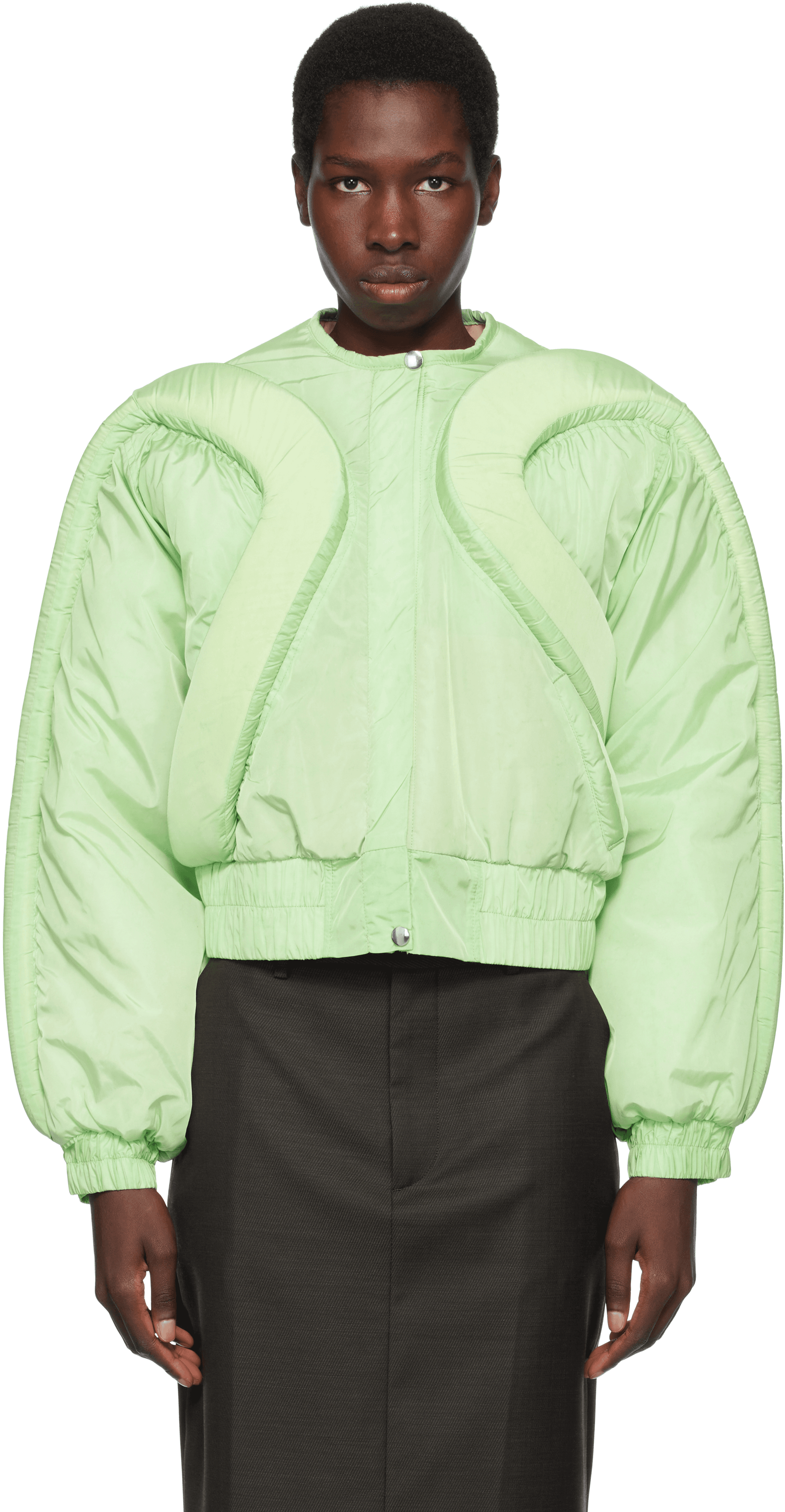 Green 3D Parametric Bomber Jacket - Image 1