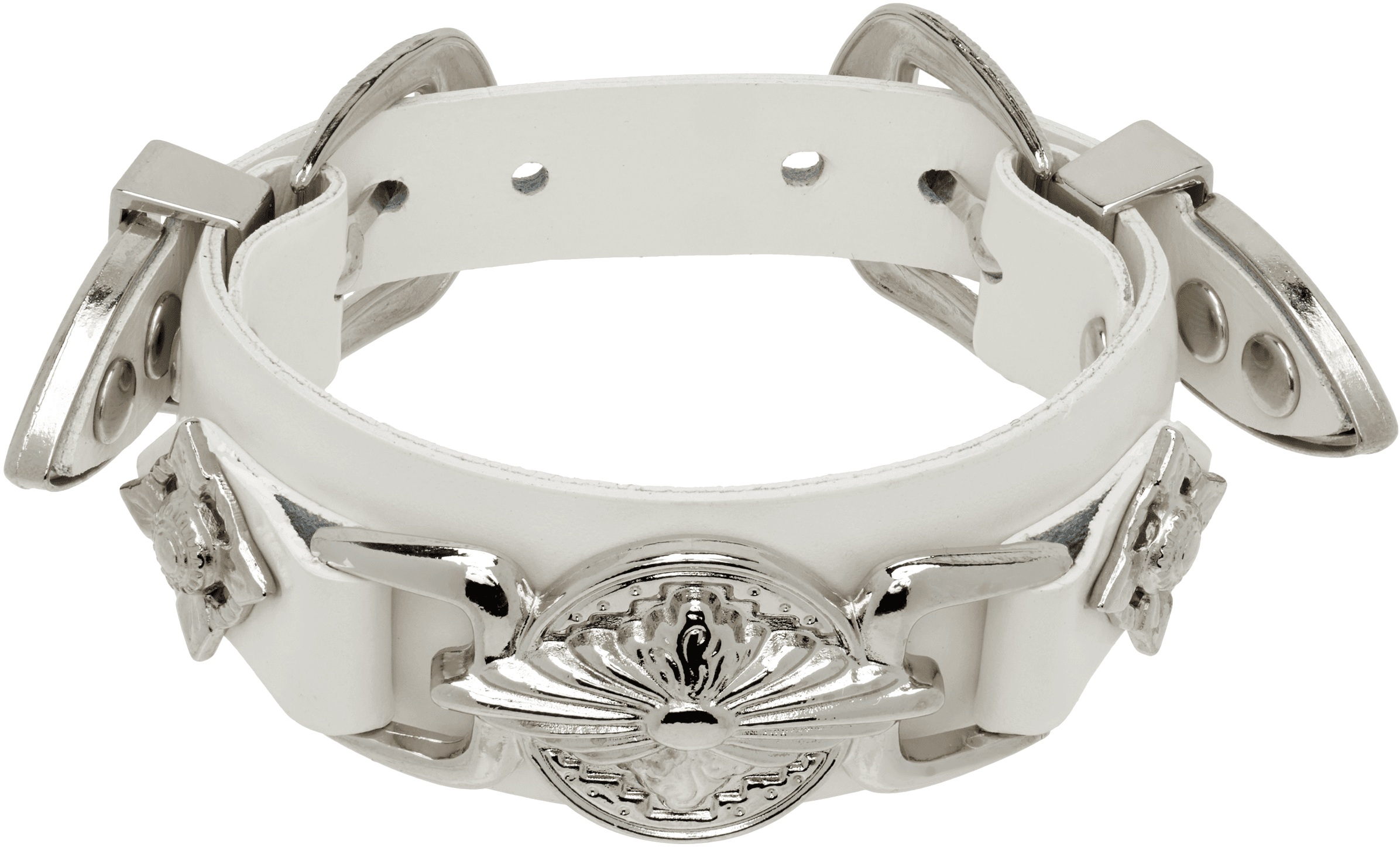 Double Buckle Leather Bangle Bracelet - Image 1