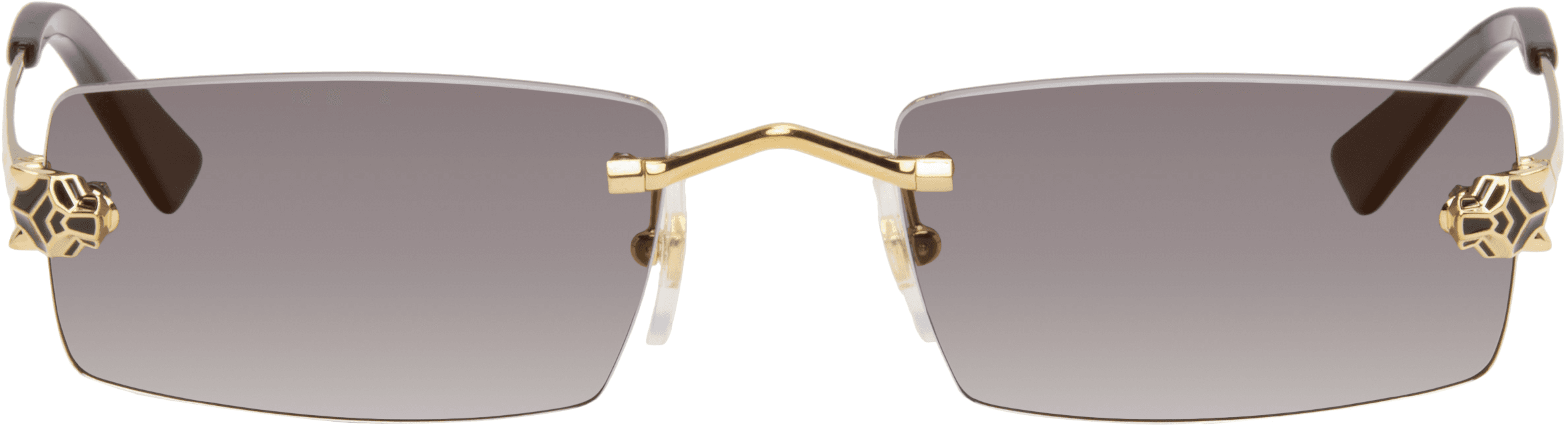 Gold 'Panthère de Cartier' Rectangular Sunglasses - Image 1