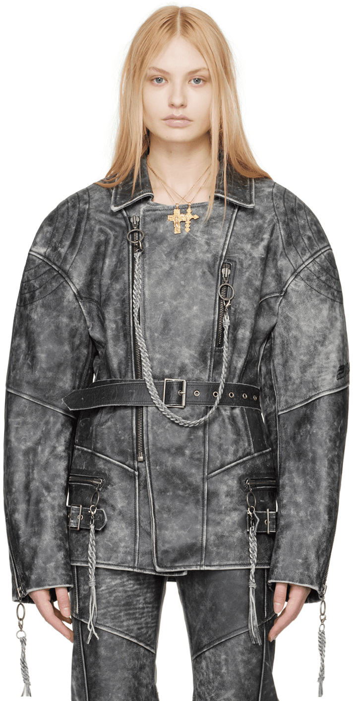 Black Nihil Moto Leather Jacket - Image 1