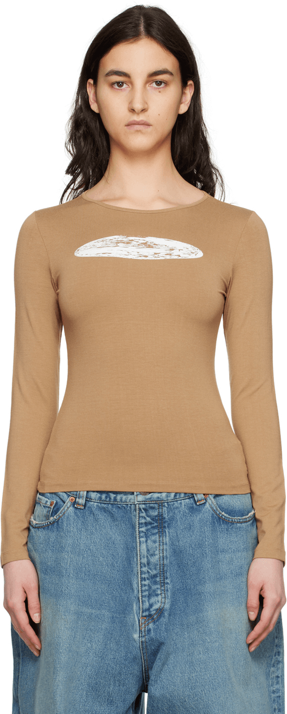 Beige Thermal Long Sleeve T-Shirt - Image 1