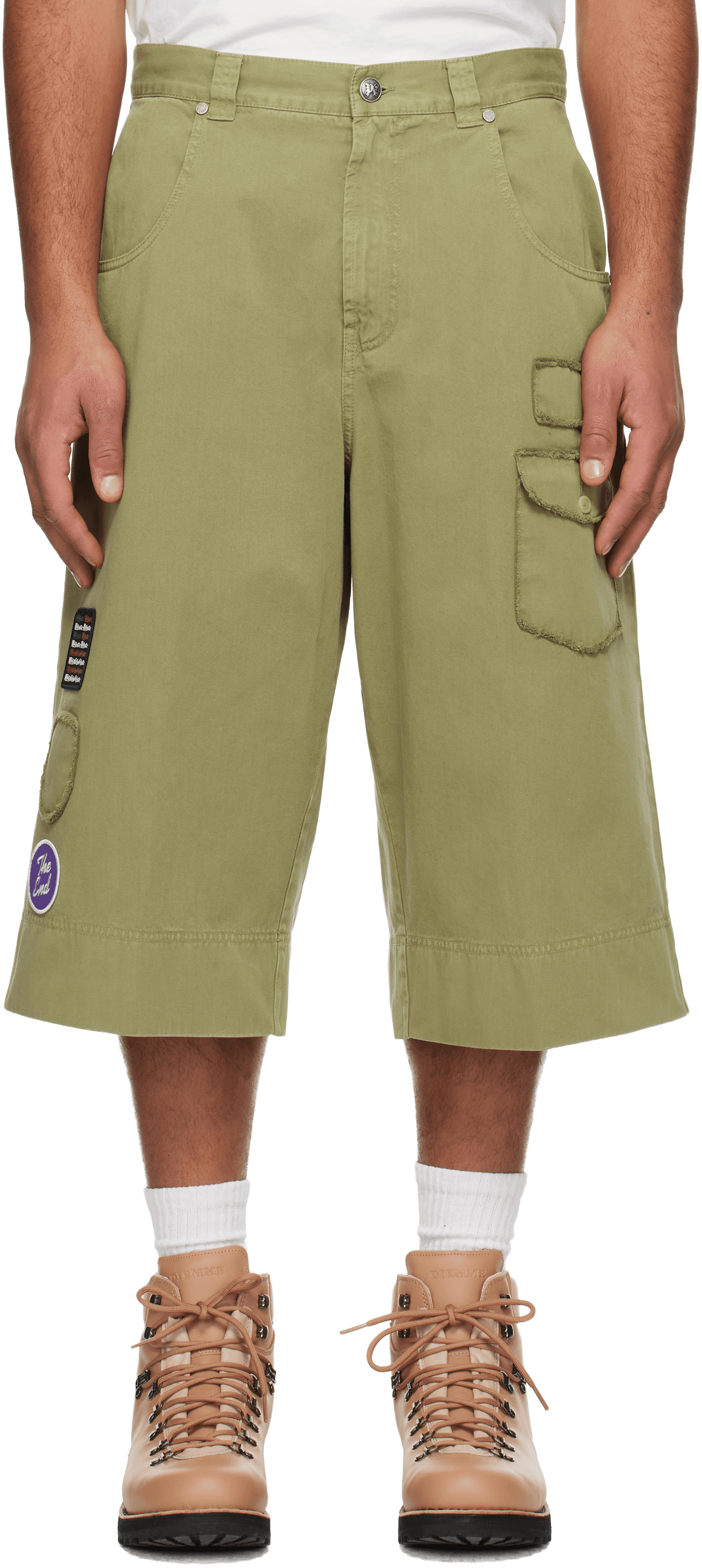 Khaki Military Patch Bermuda Shorts - Image 1