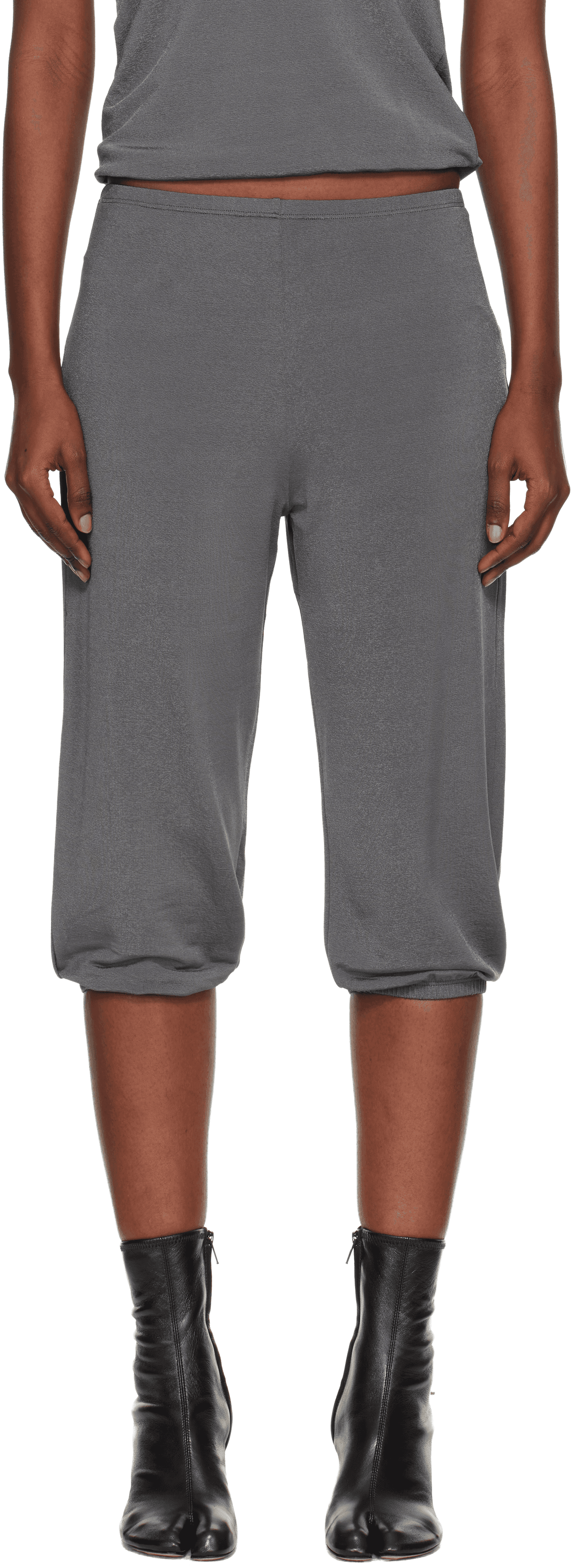 Gray Shiny Crêpe Jersey Dance Corsaire Lounge Pants - Image 1