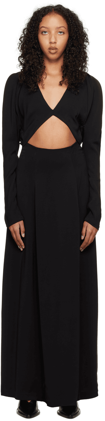 Black Envelope Flume Maxi Dress - Image 1