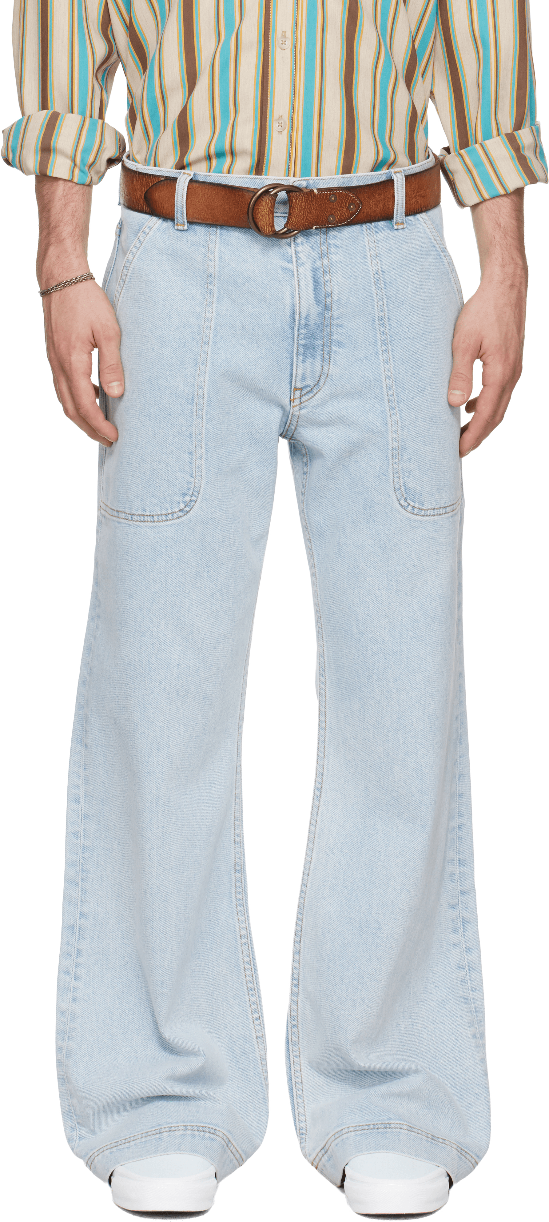 Blue Utility Flare Jeans - Image 1