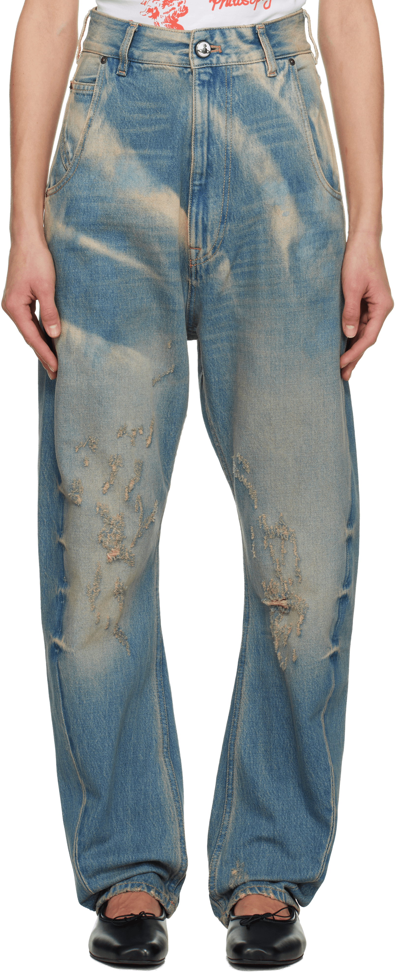 Blue Buckle Back Jeans - Image 1