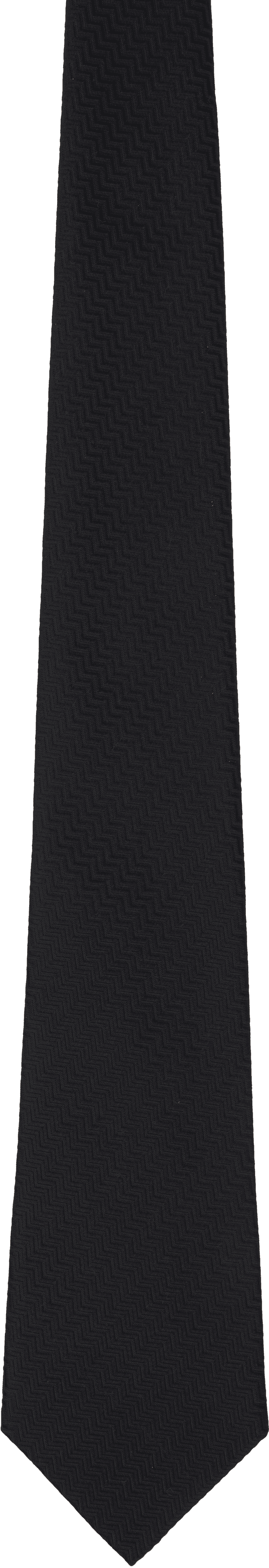 Black Silk Herringbone Tie - Image 1