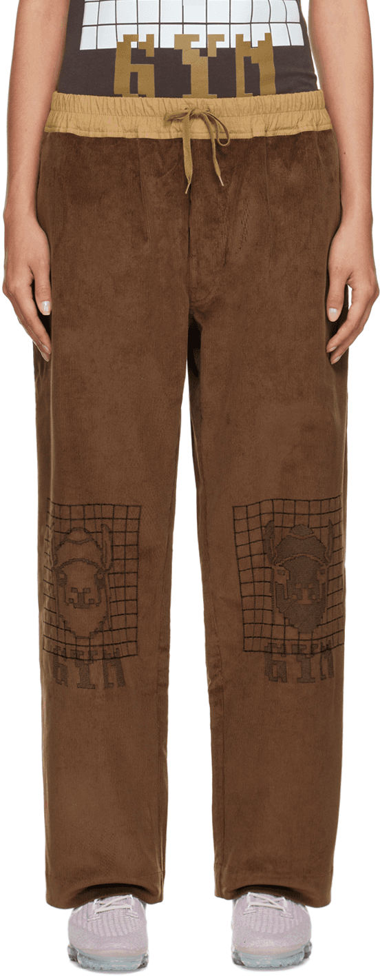 Brown Wide-Leg Lounge Pants - Image 1