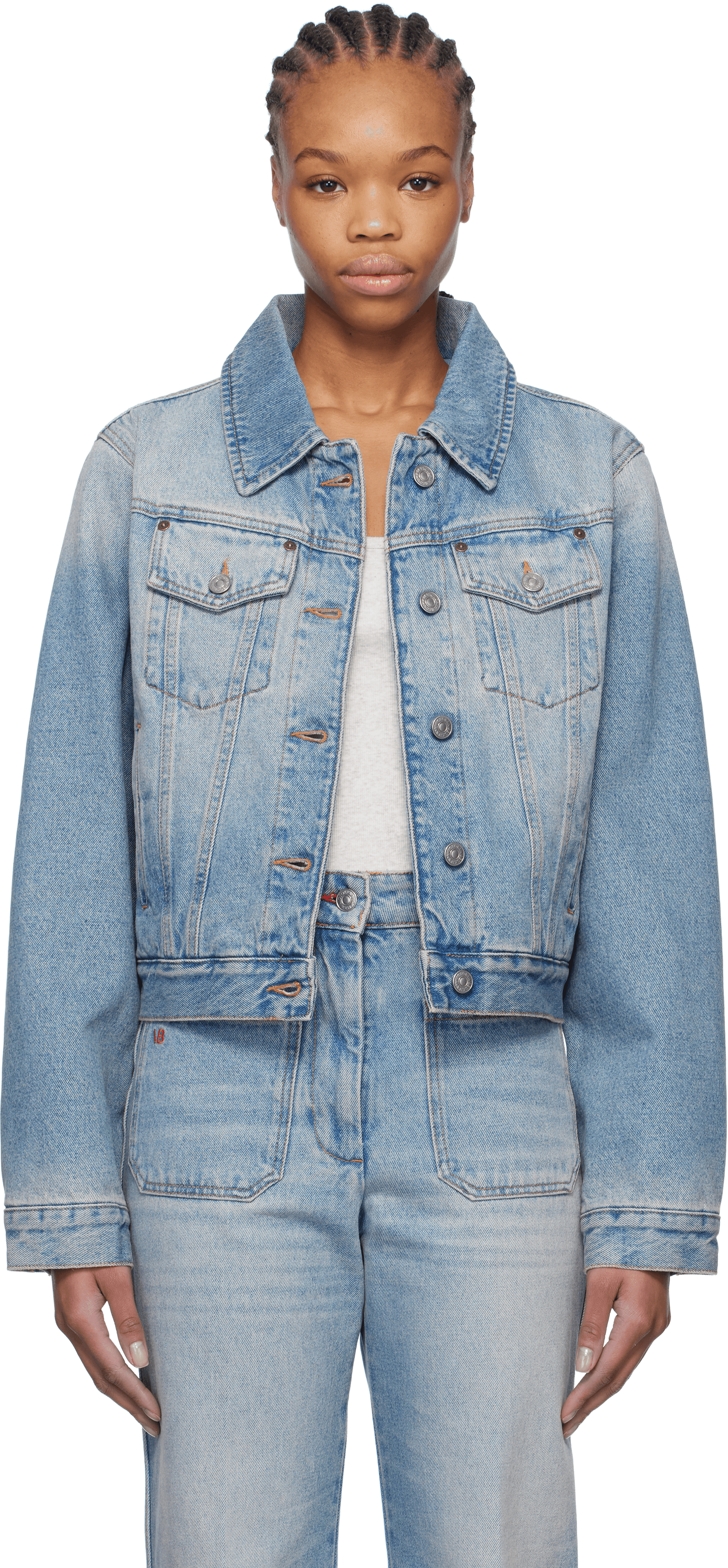 Blue Padded Denim Jacket - Image 1