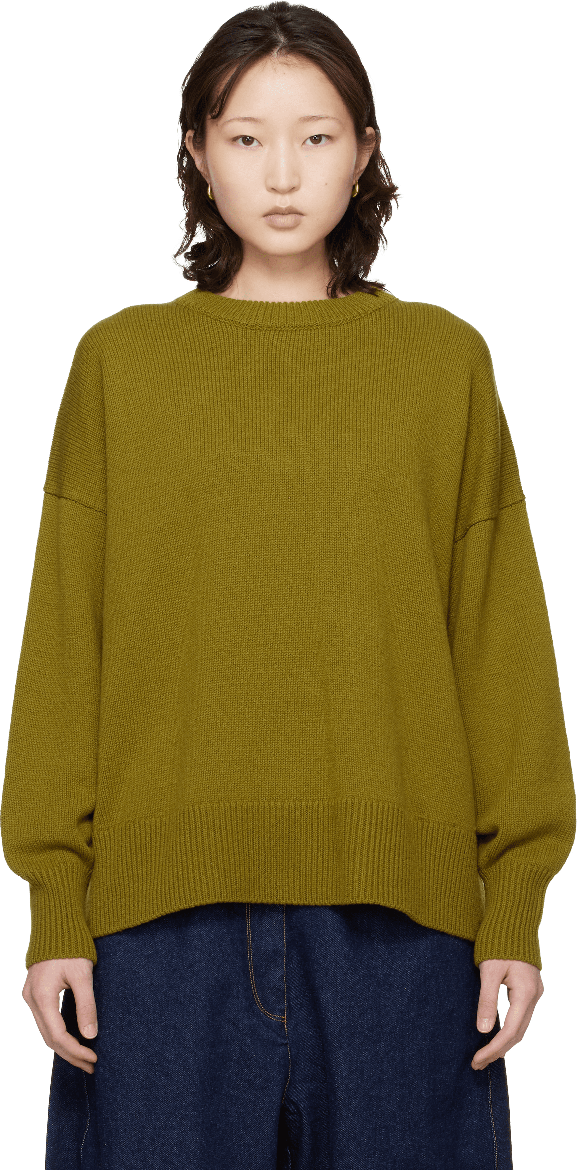 Green Merino Wool Oversized Sweater - Image 1