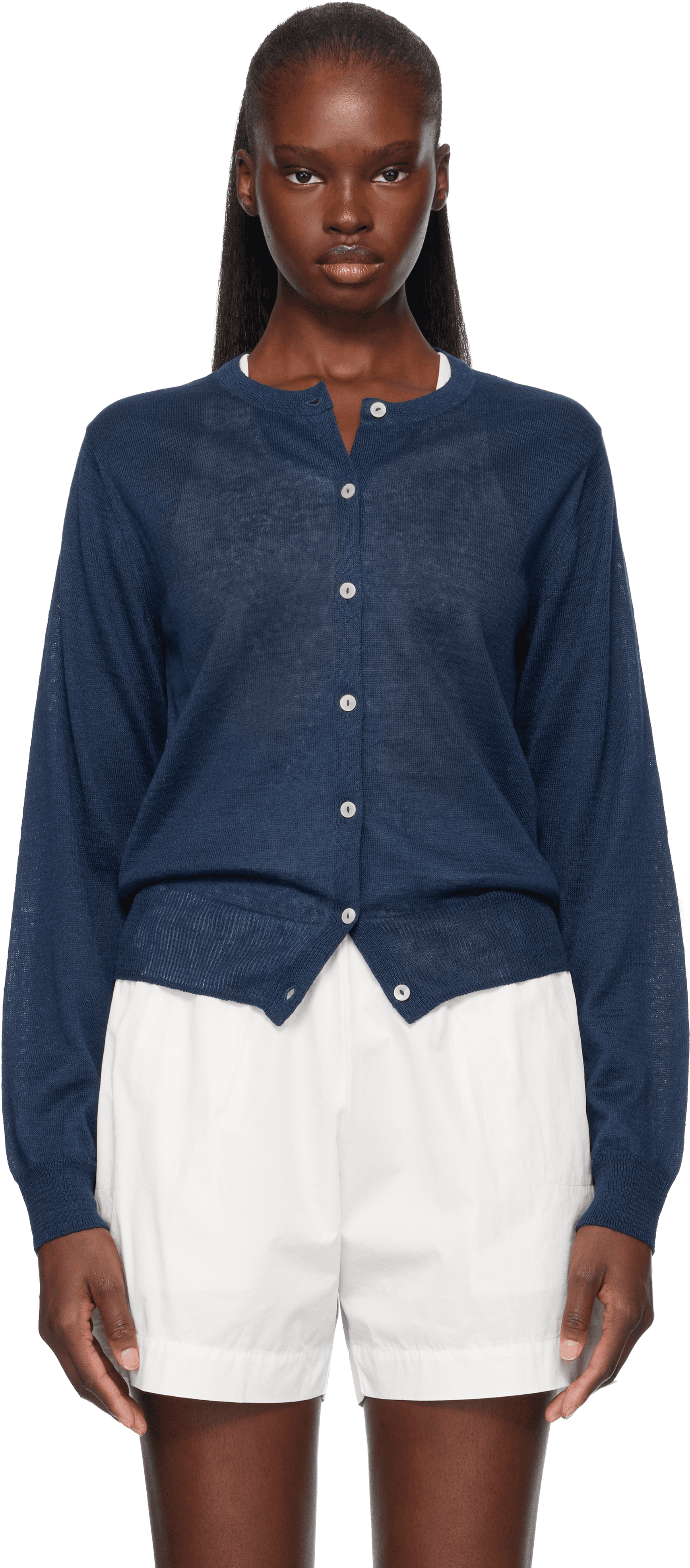 Navy Rola Linen Cardigan - Image 1