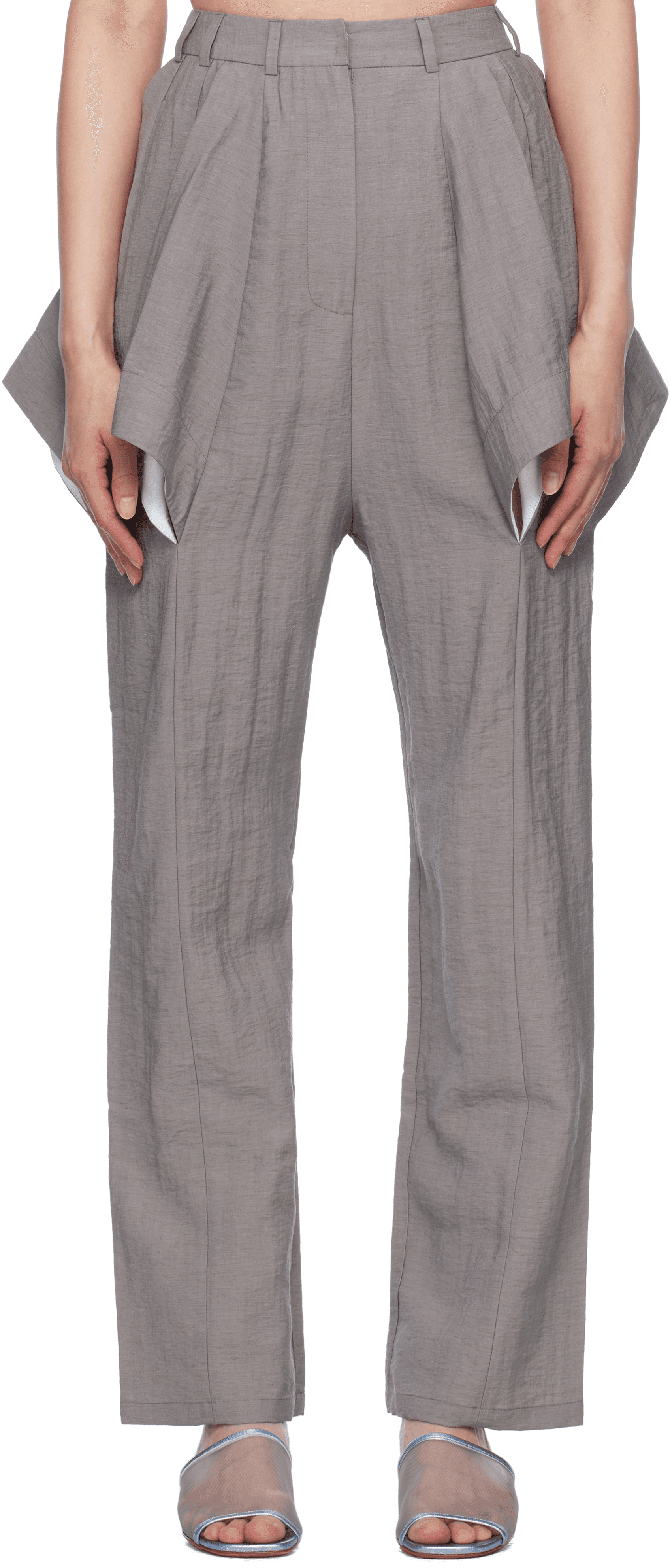 Gray Lazzat Sculptural Trousers - Image 1