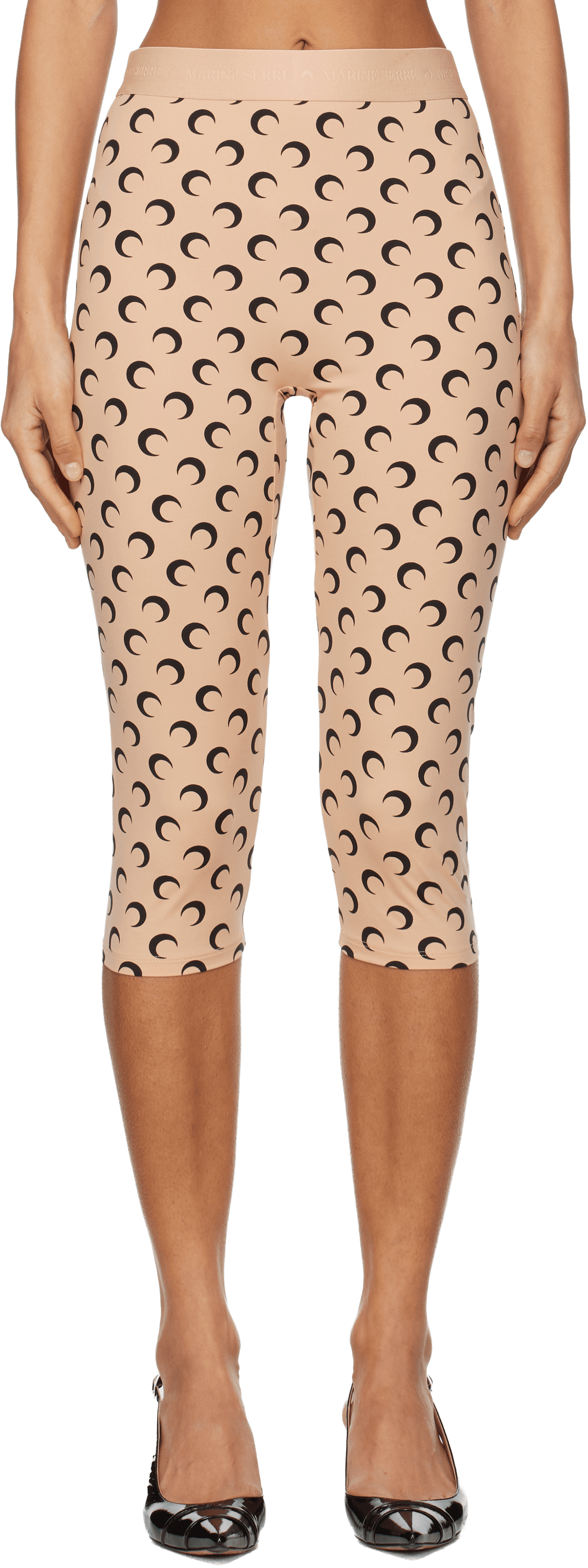 Beige Recycled Moon Jersey Capri Leggings - Image 1