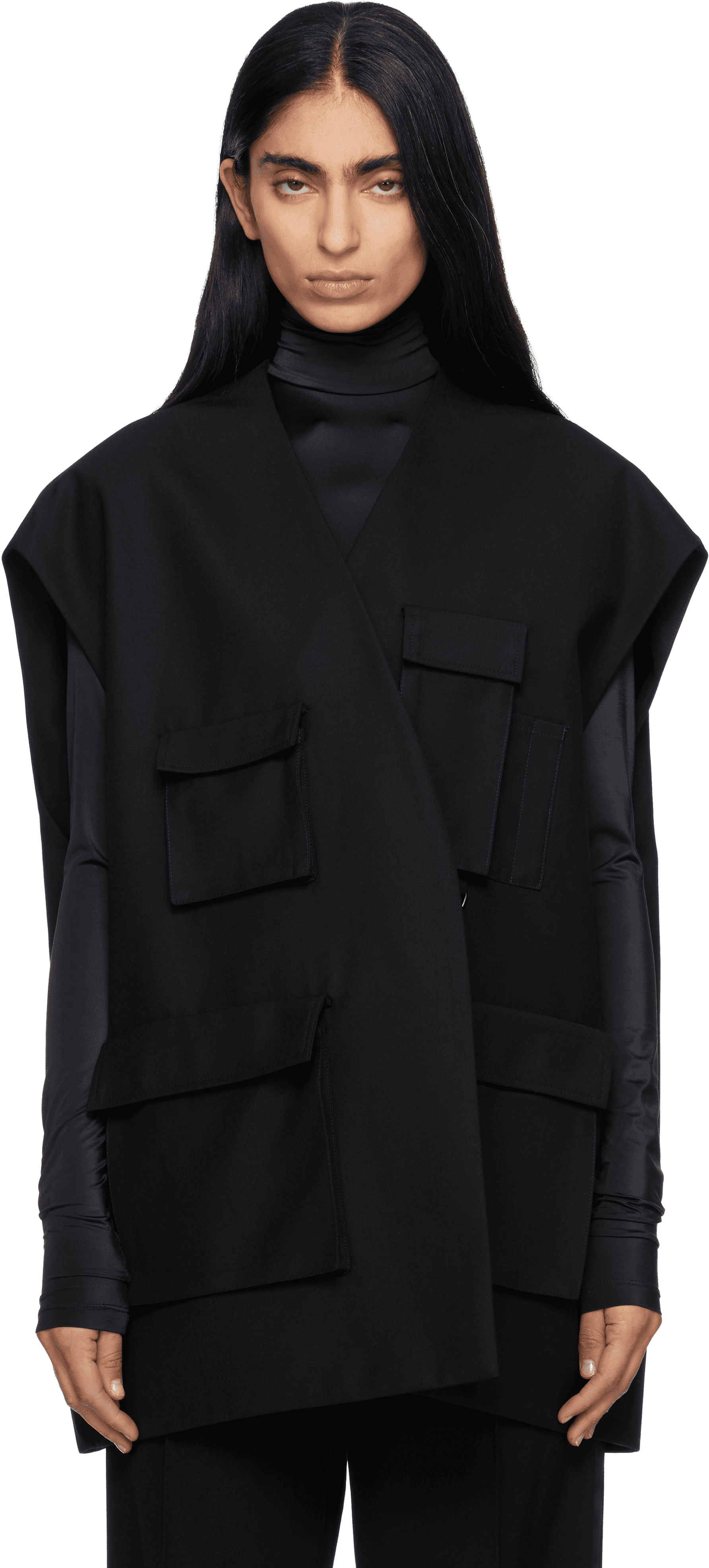 Black Utilitary Tailoring Vest - Image 1