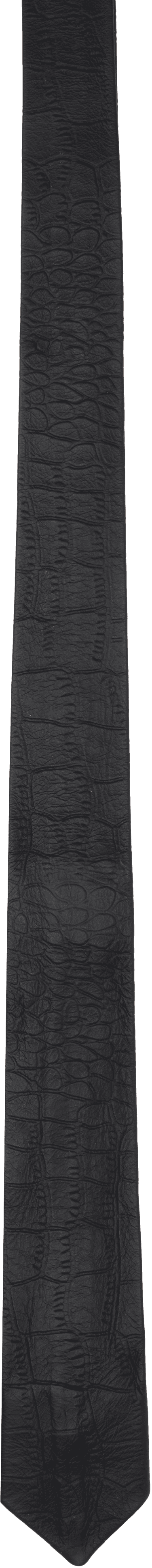 Black Croco Leather Tie - Image 1