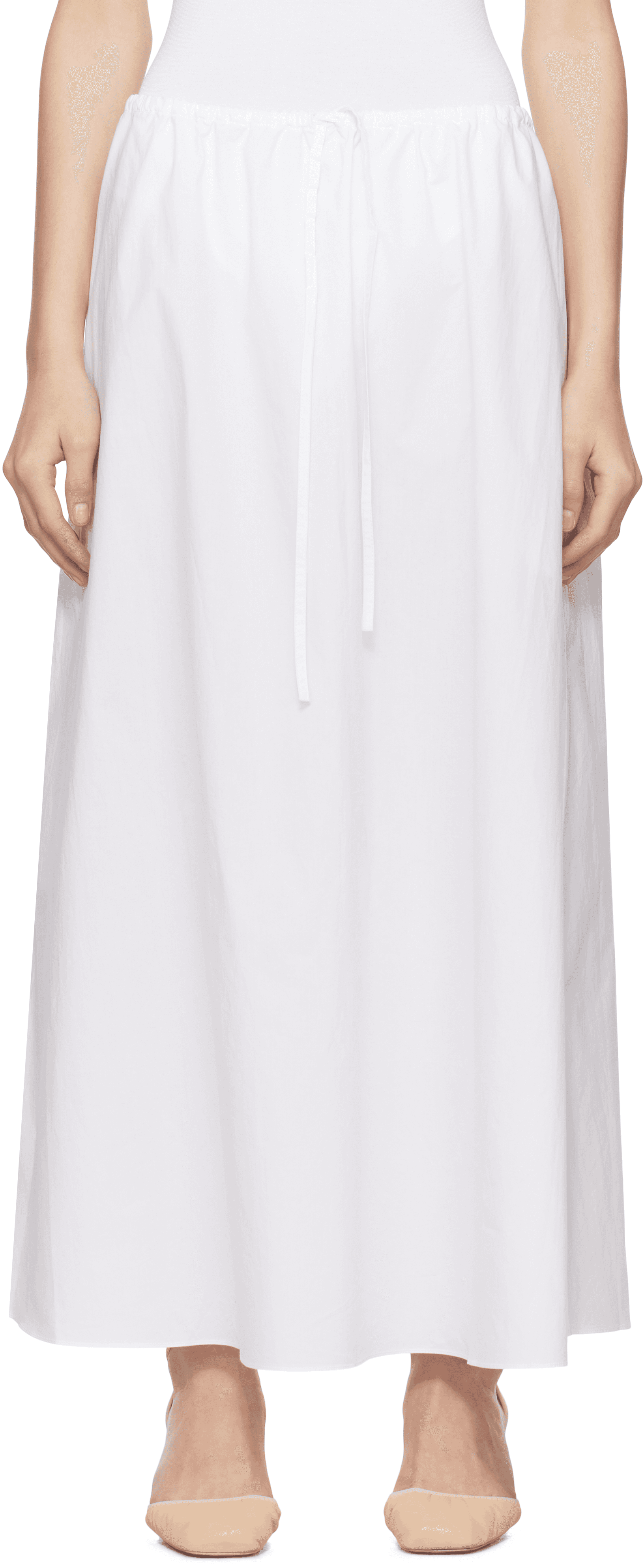 White Drawcord Maxi Skirt - Image 1
