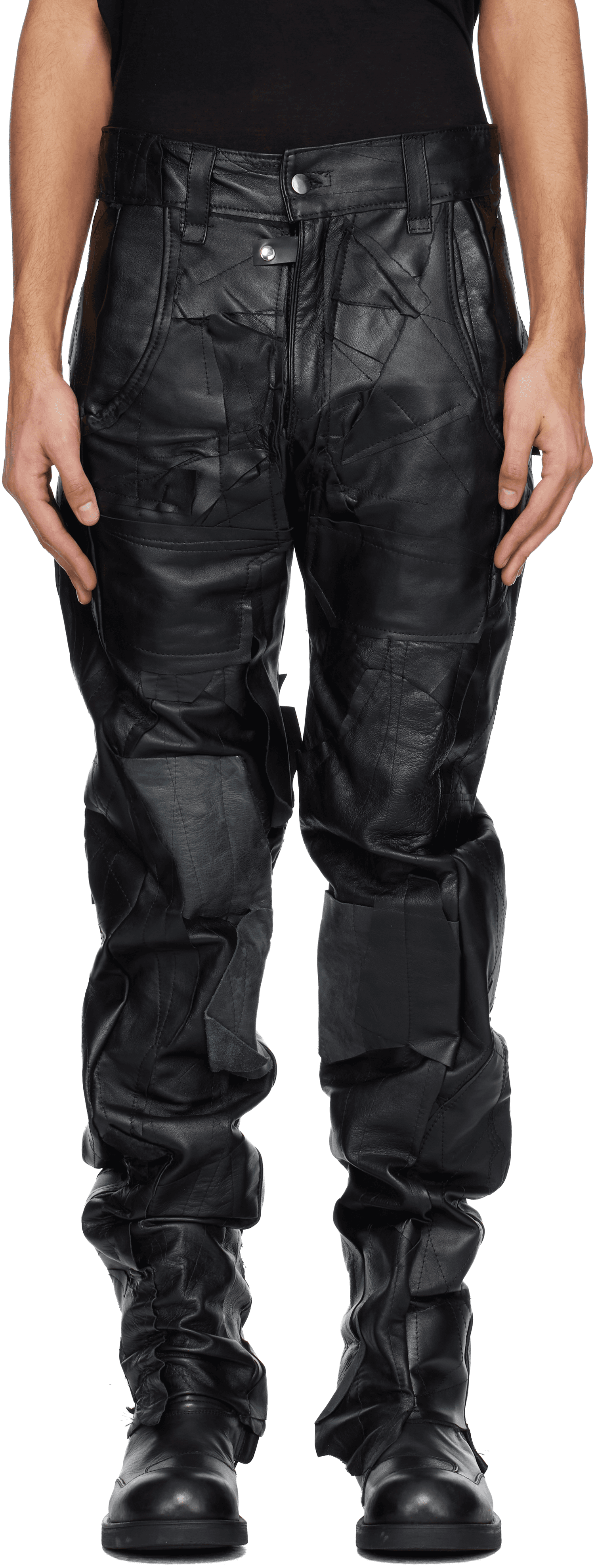Black Sandro Stomper Leather Pants - Image 1