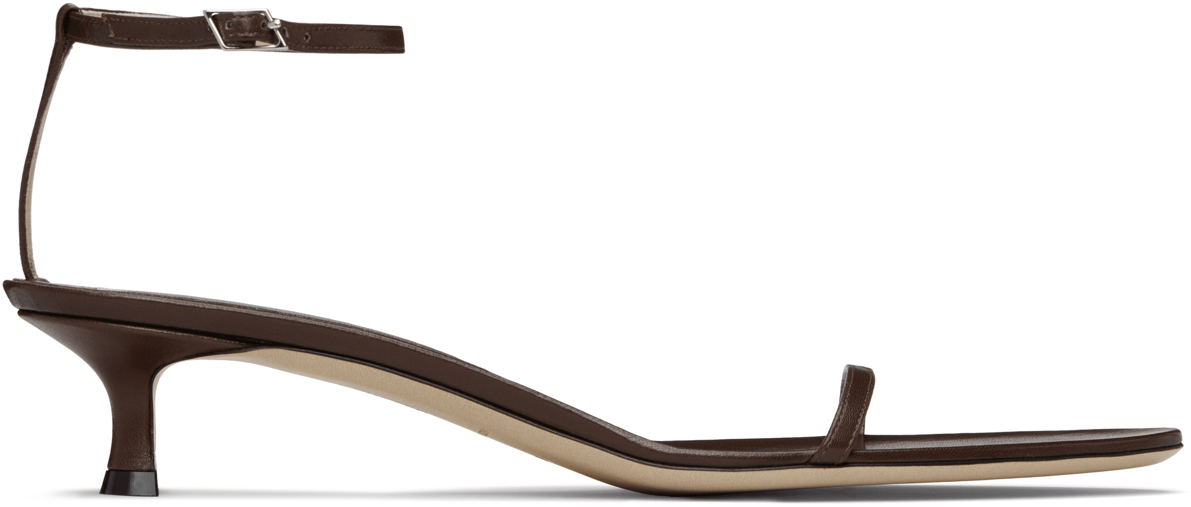 Brown 35mm Double Strap Kitten Heeled Sandals - Image 1