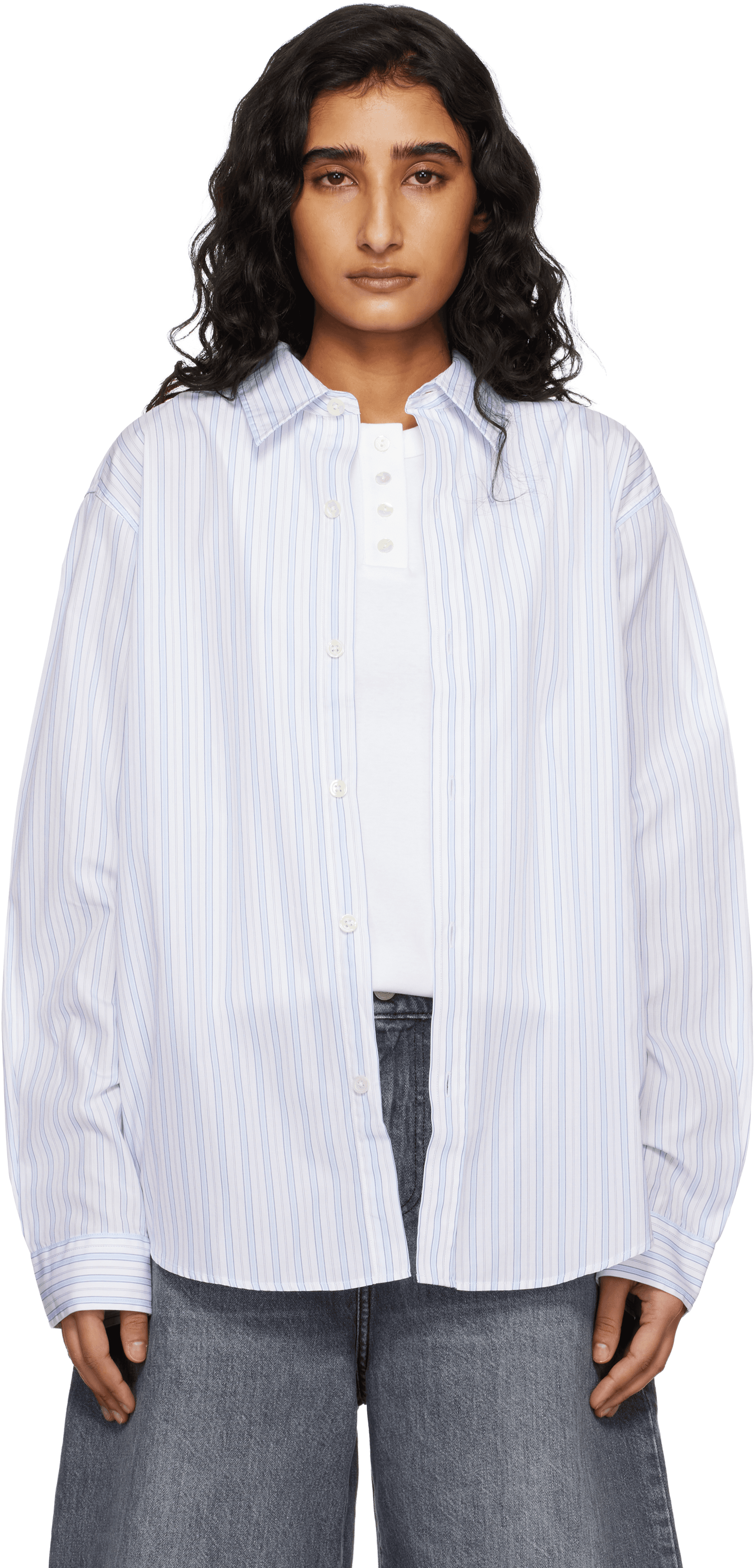 White & Blue Evening Shirt - Image 1