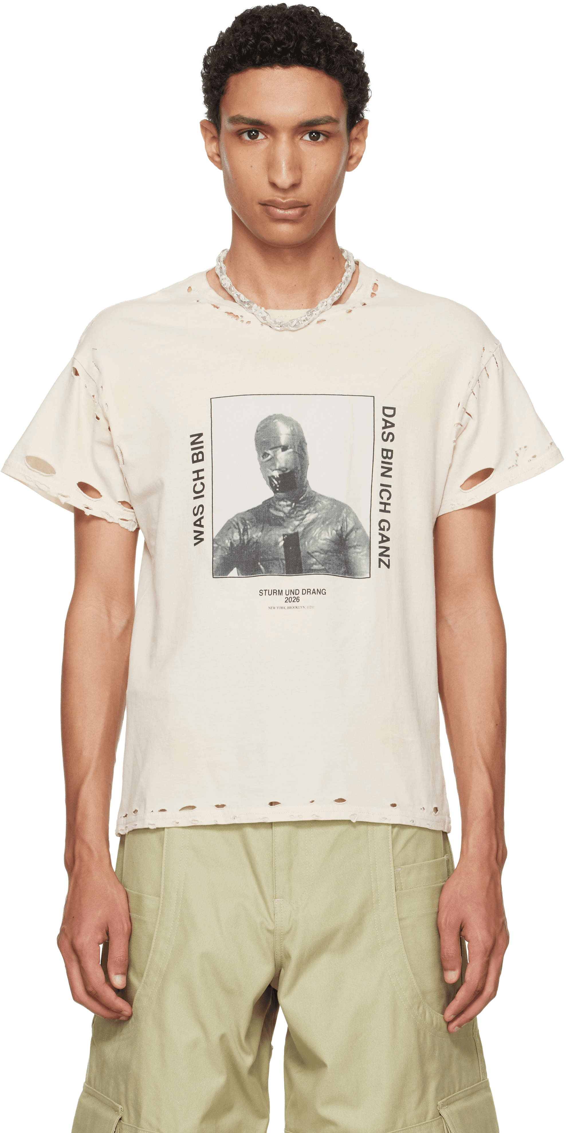 Off-White EET Stains Distressed 'Was Ich Bin' T-shirt - Image 1
