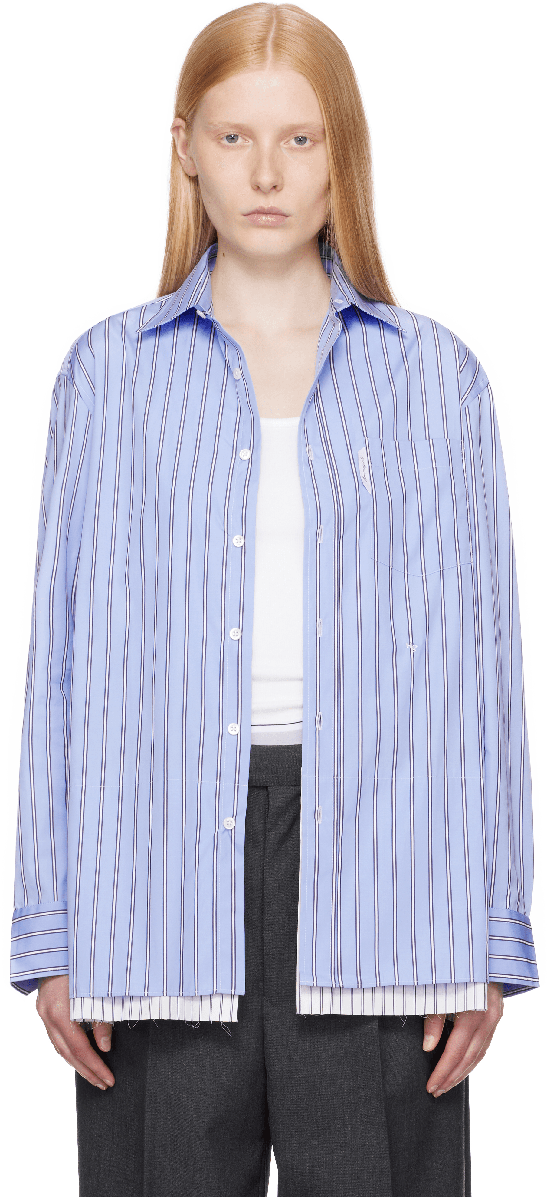 Blue Shirt Minidress - Image 1