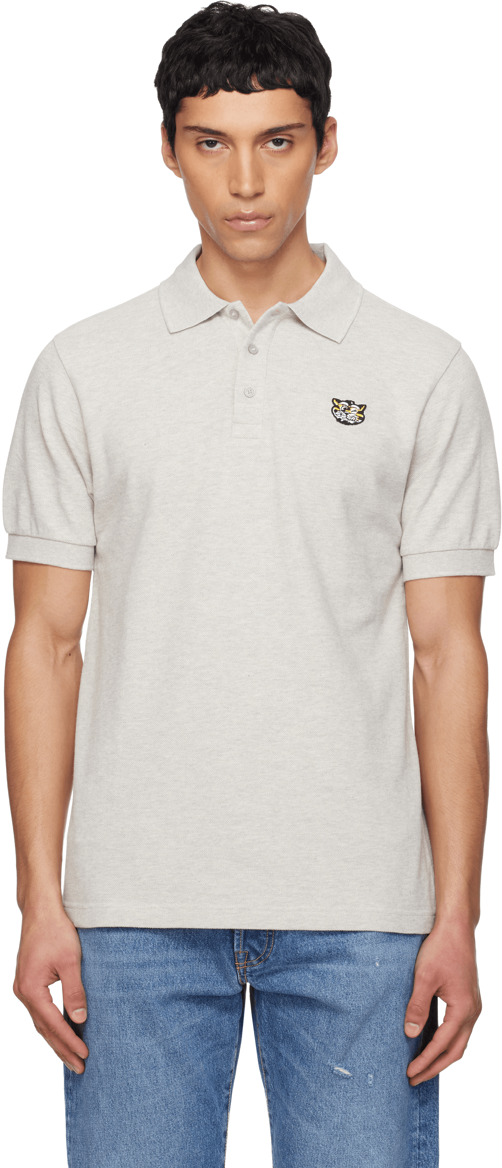 Gray Kenzo Paris 'KENZO Wild Tiger' Slim Polo - Image 1