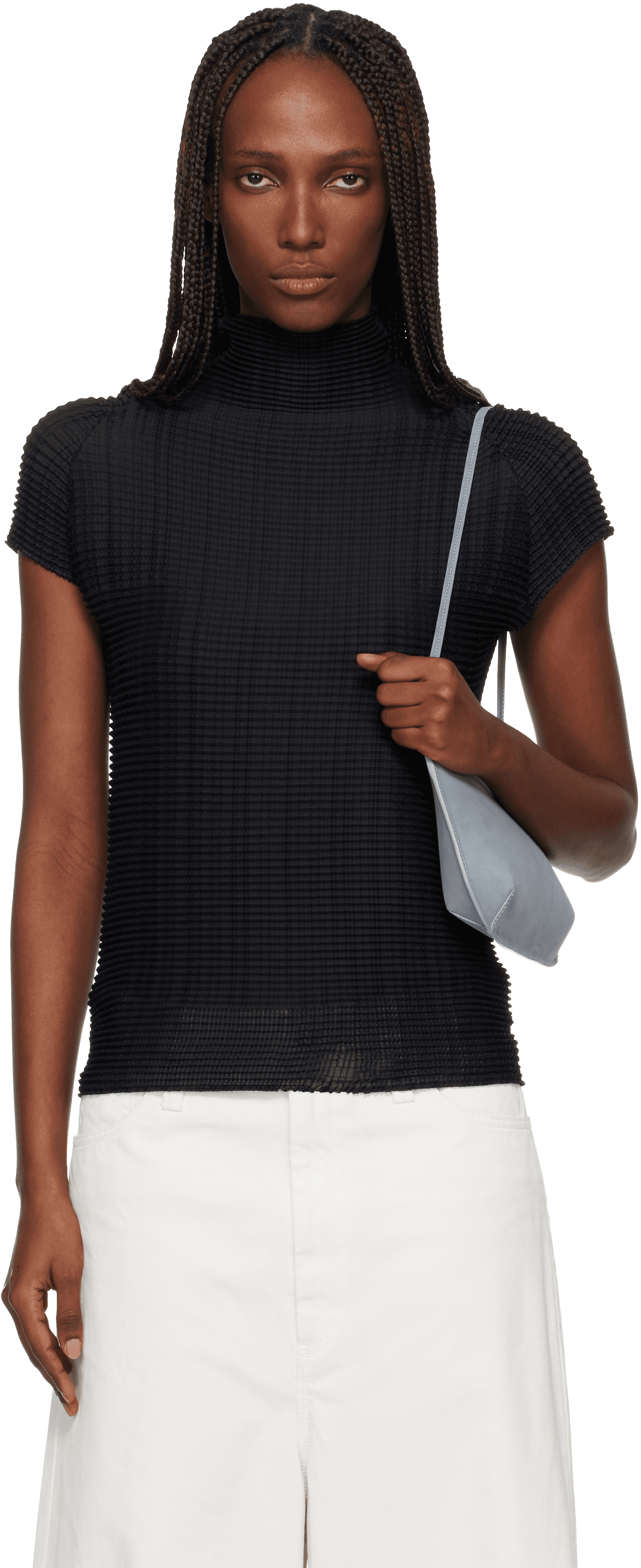 Black Wooly Pleats Top - Image 1