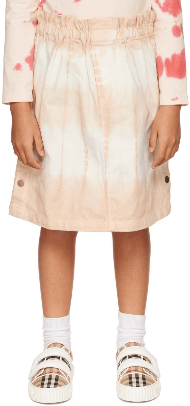 Kids Pink & White Snap Skirt - Image 1