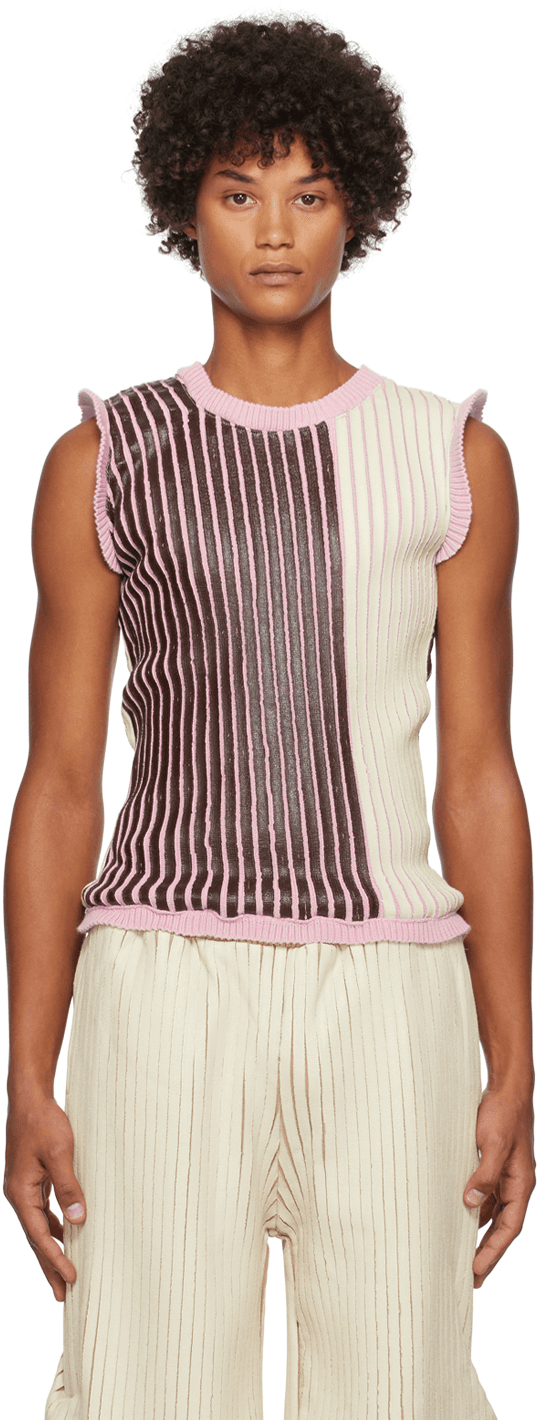 SSENSE Exclusive Off-White & Brown Tank Top - Image 1