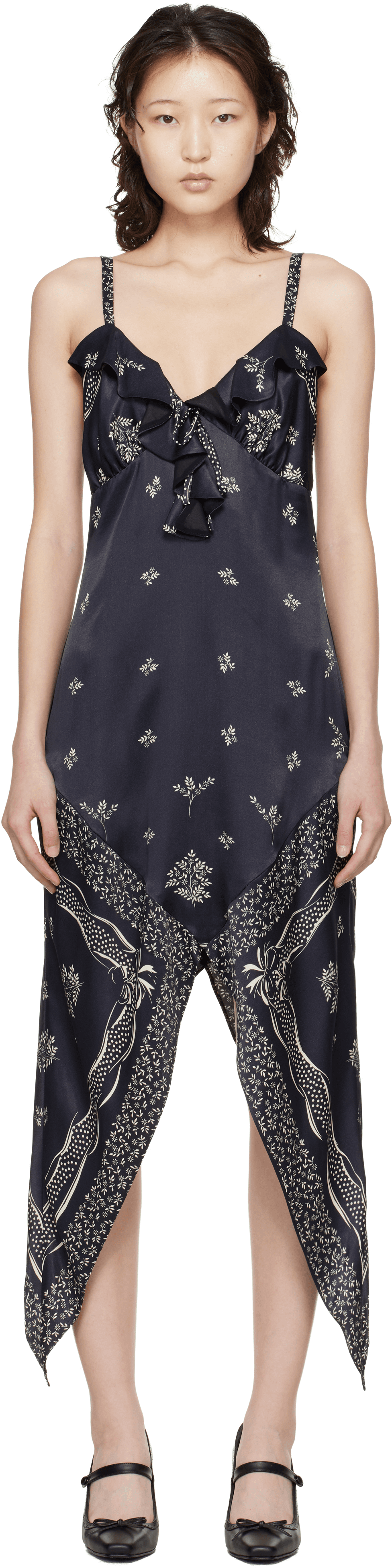 Black Handkerchief Midi Dress - Image 1