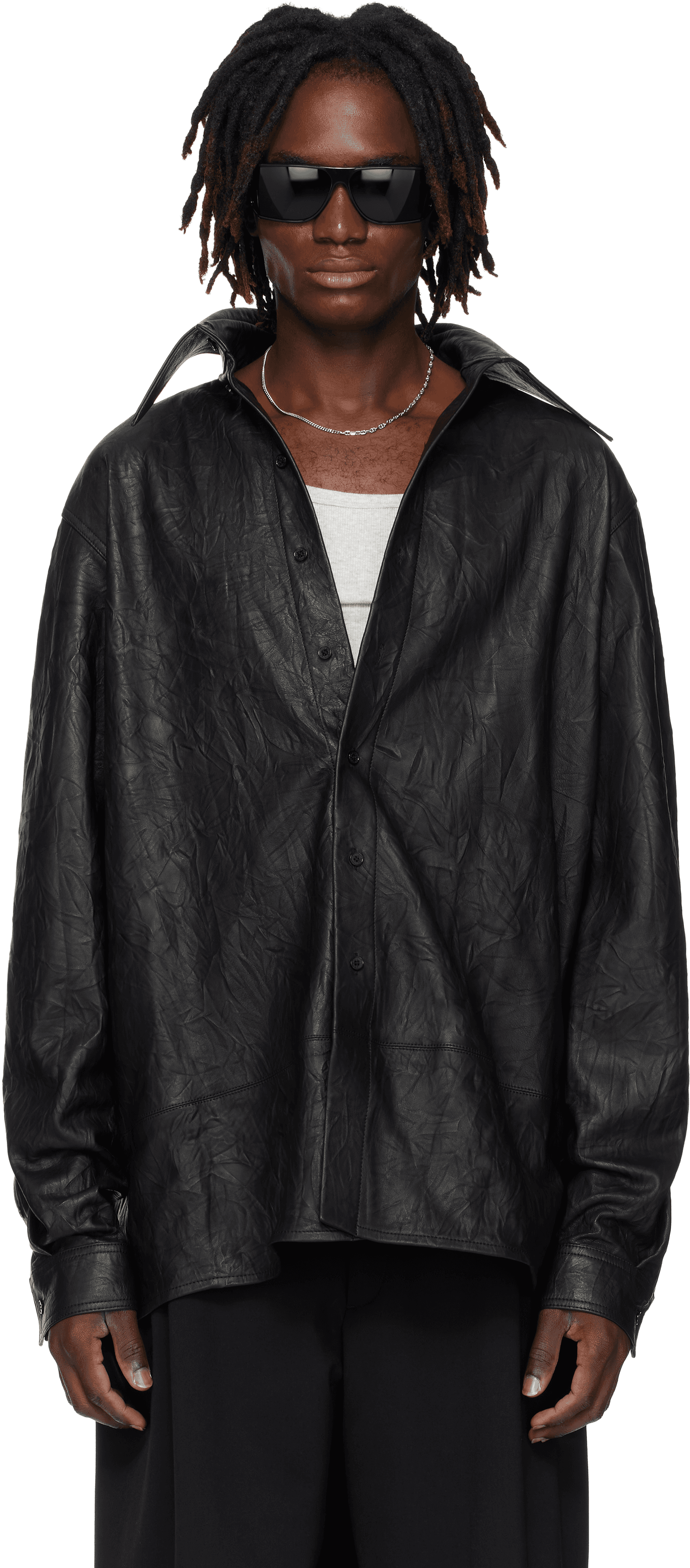 Black Misfit Leather Jacket - Image 1