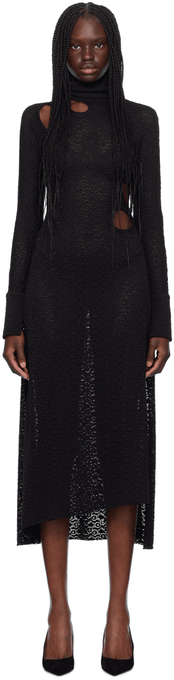 Black Cutout Midi Dress - Image 1